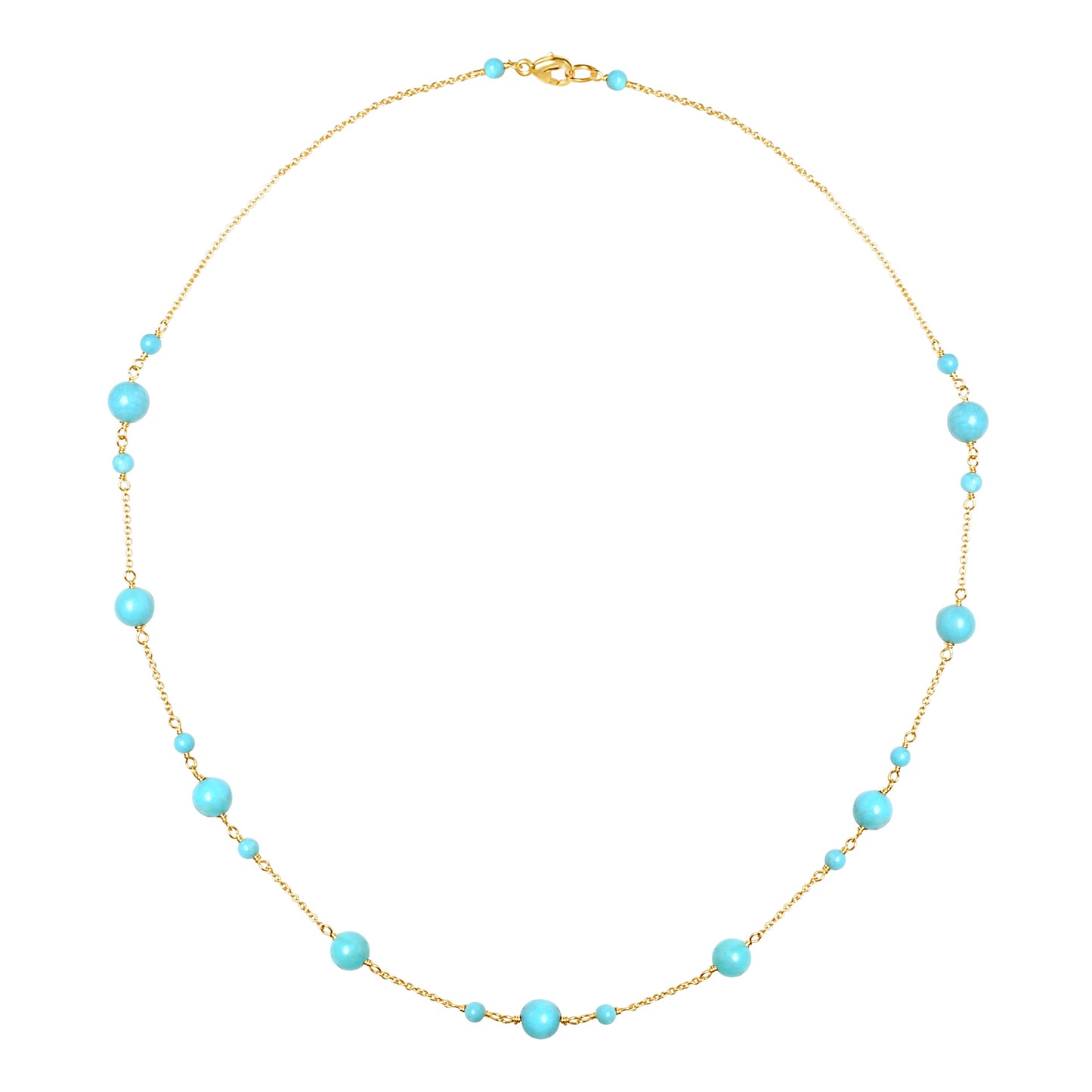 14k Turquoise Station Necklace 17"
