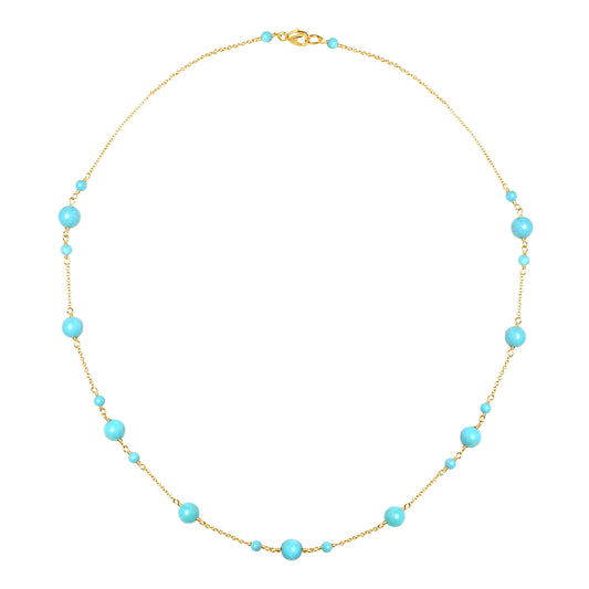 14k Turquoise Station Necklace 17"