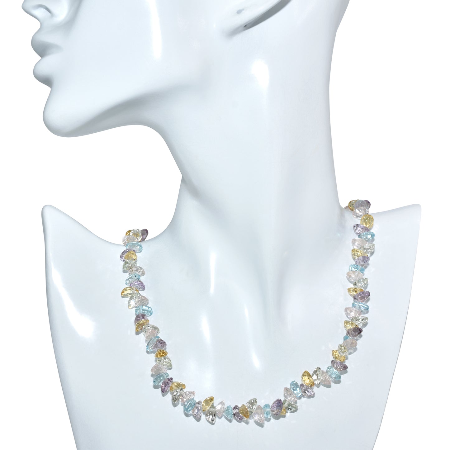 14k Multi Aqua Chip bead Necklace 17-18"