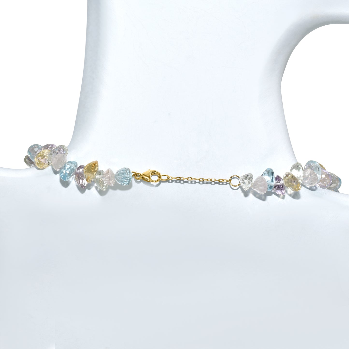 14k Multi Aqua Chip bead Necklace 17-18"