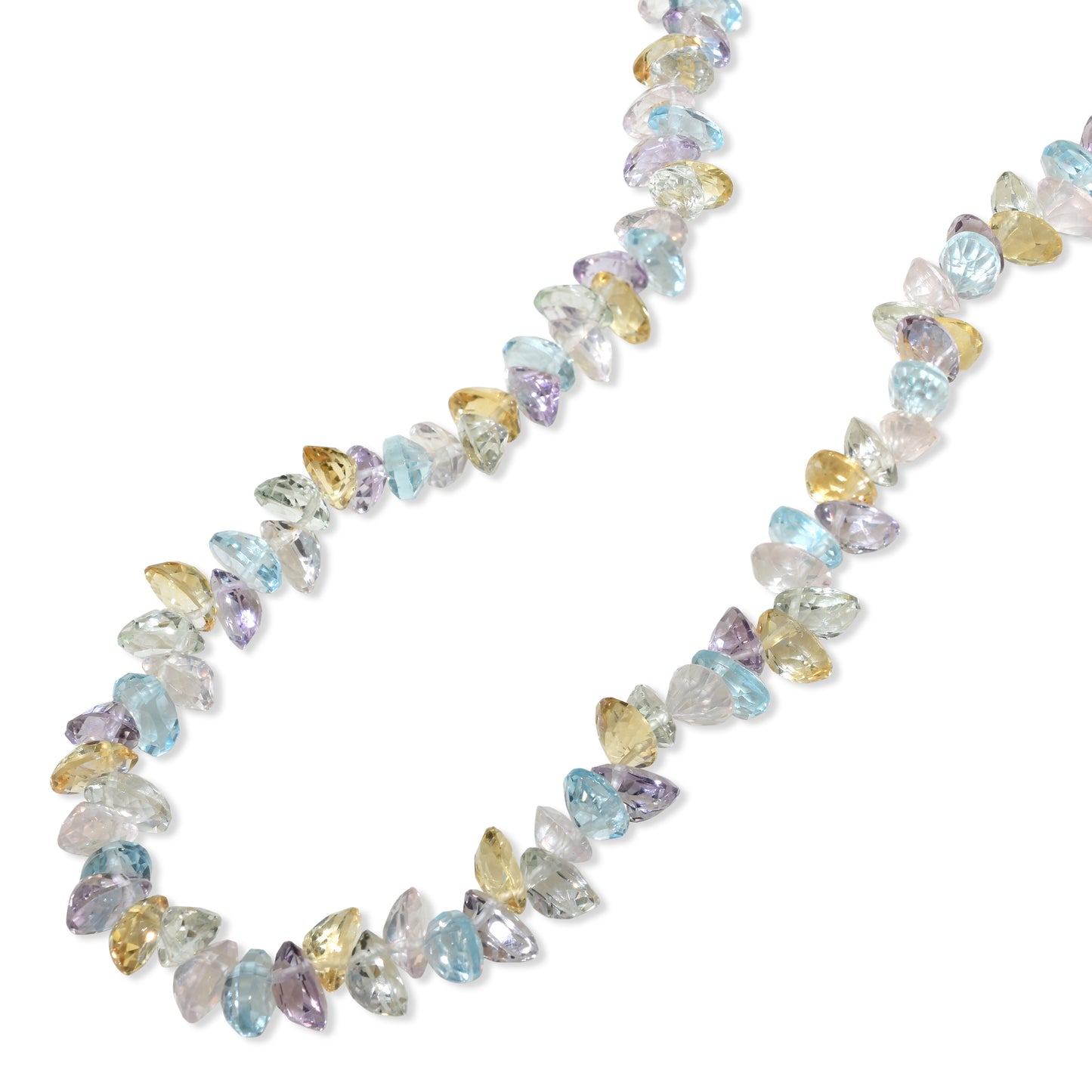 14k Multi Aqua Chip bead Necklace 17-18"