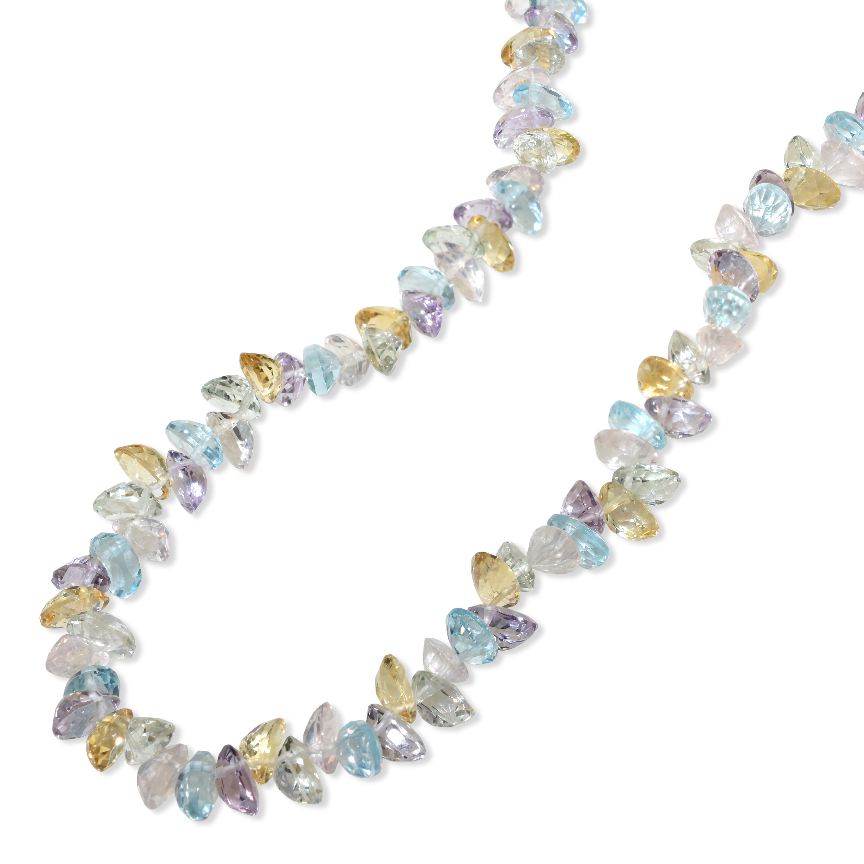14k Multi Aqua Chip bead Necklace 17-18"
