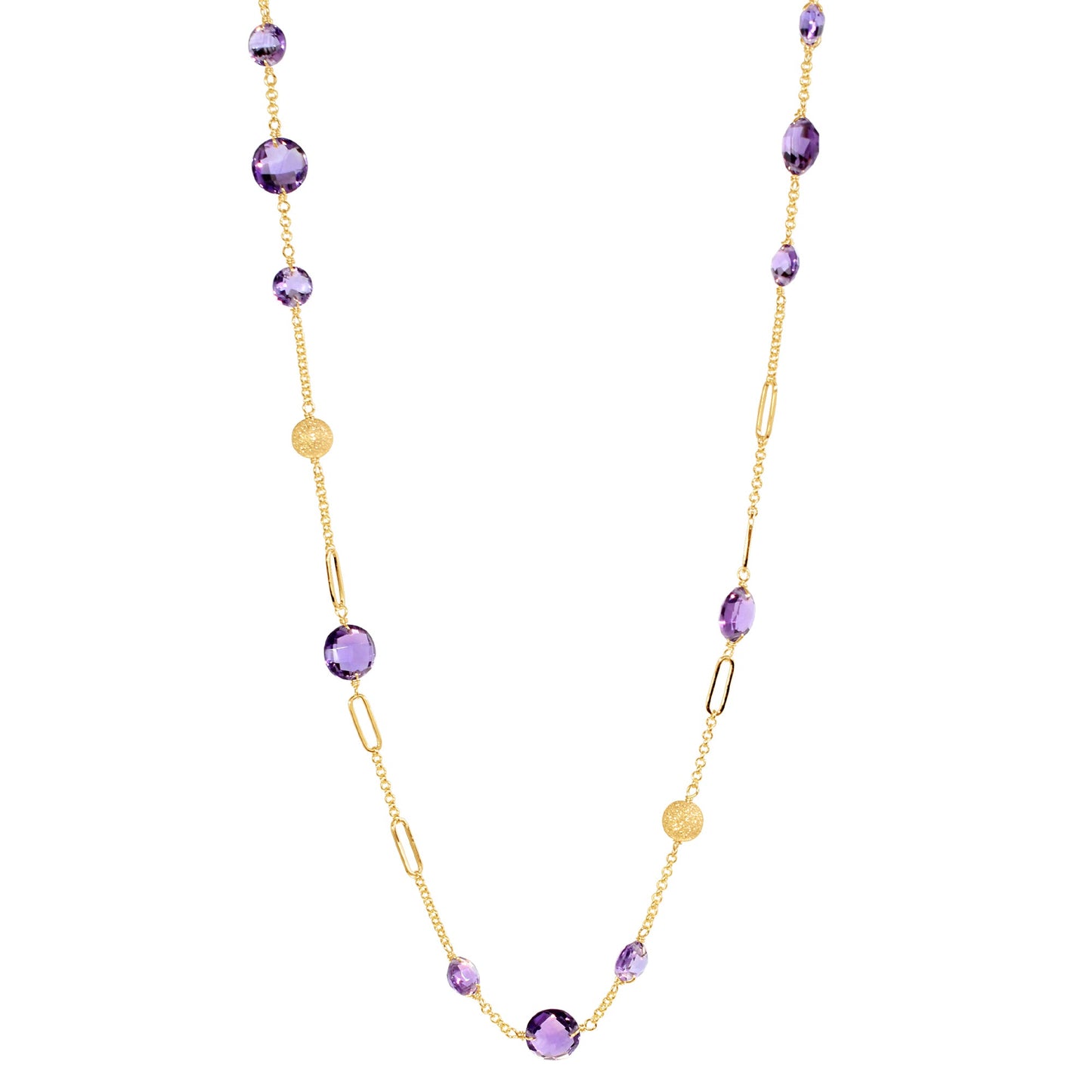 14k Coin Gemstone Fancy Station Necklace