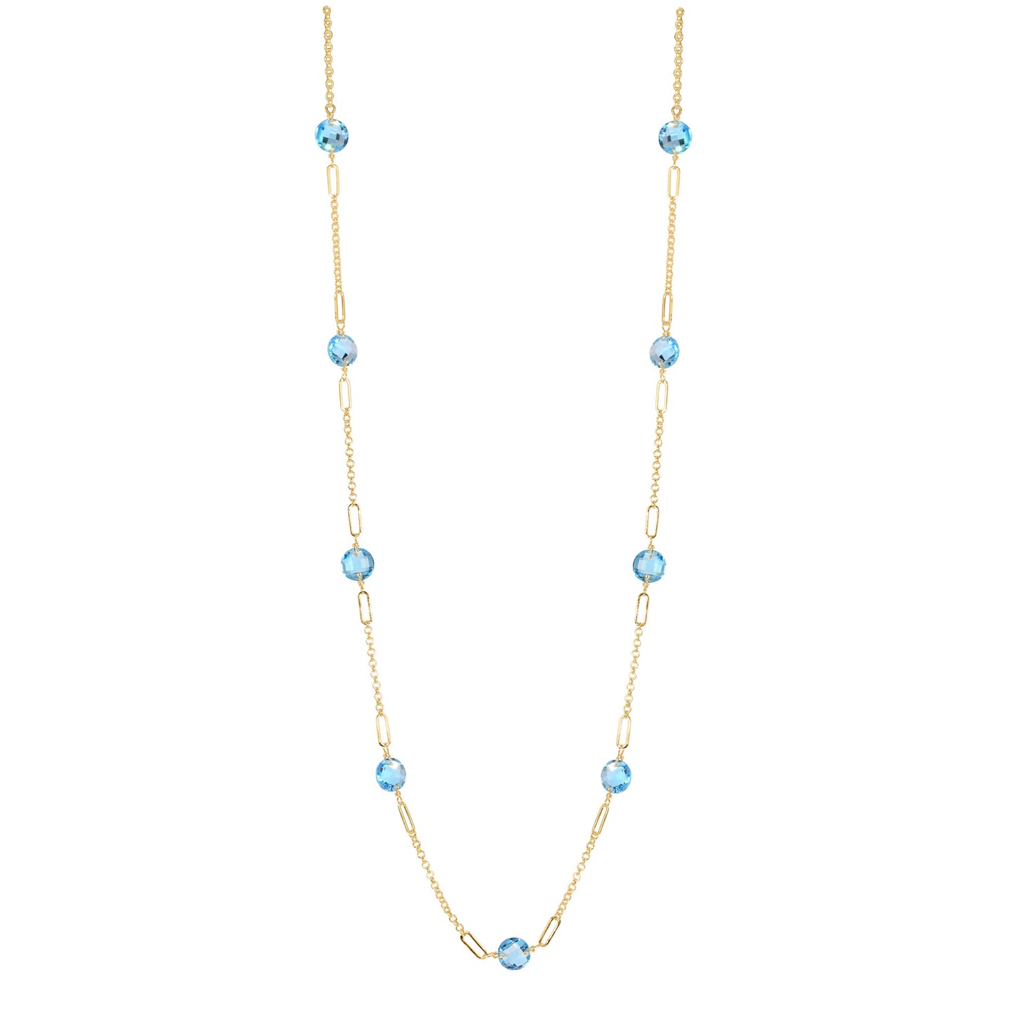 14k Gemstone Coin 9 Fancy Station Necklace