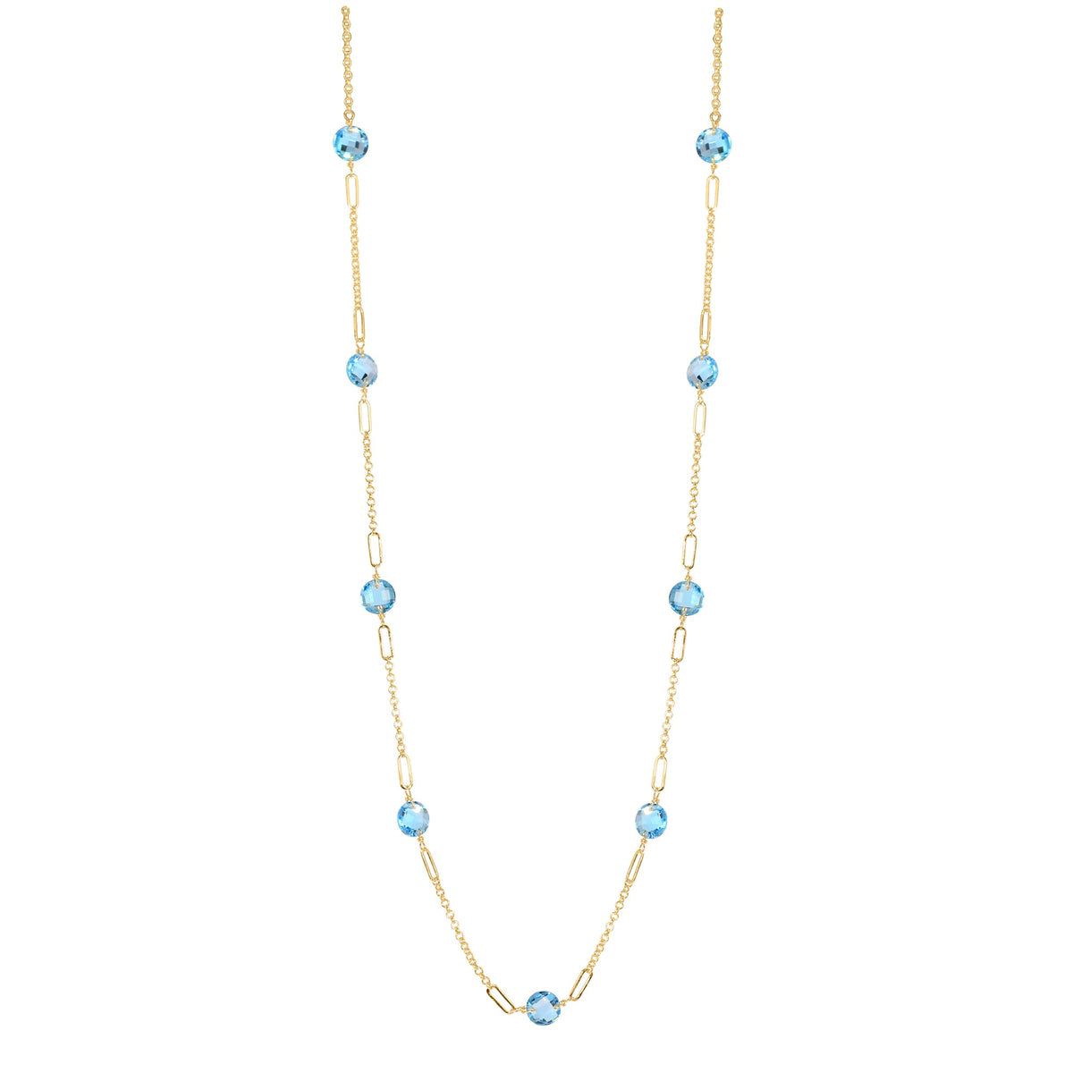 14k Gemstone Coin 9 Fancy Station Necklace