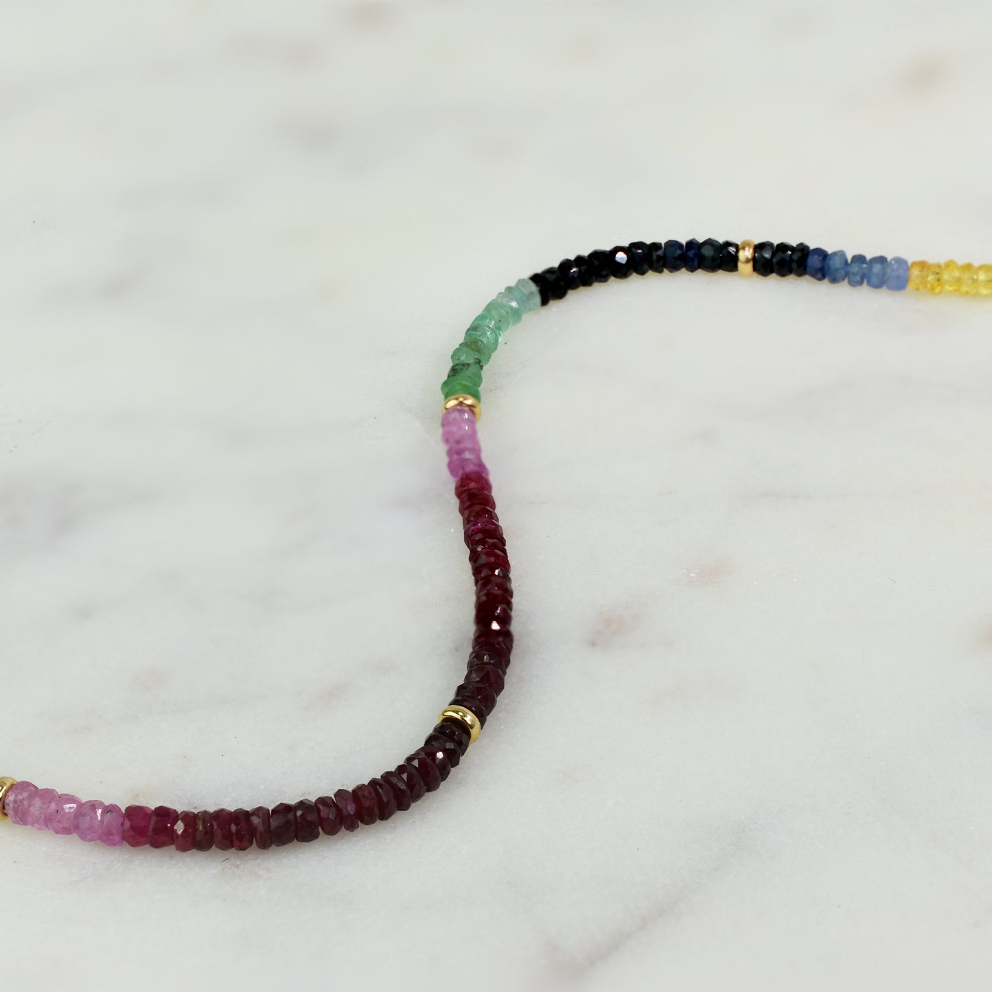 14k Shades of Gemstones and Gold Roundel Necklace