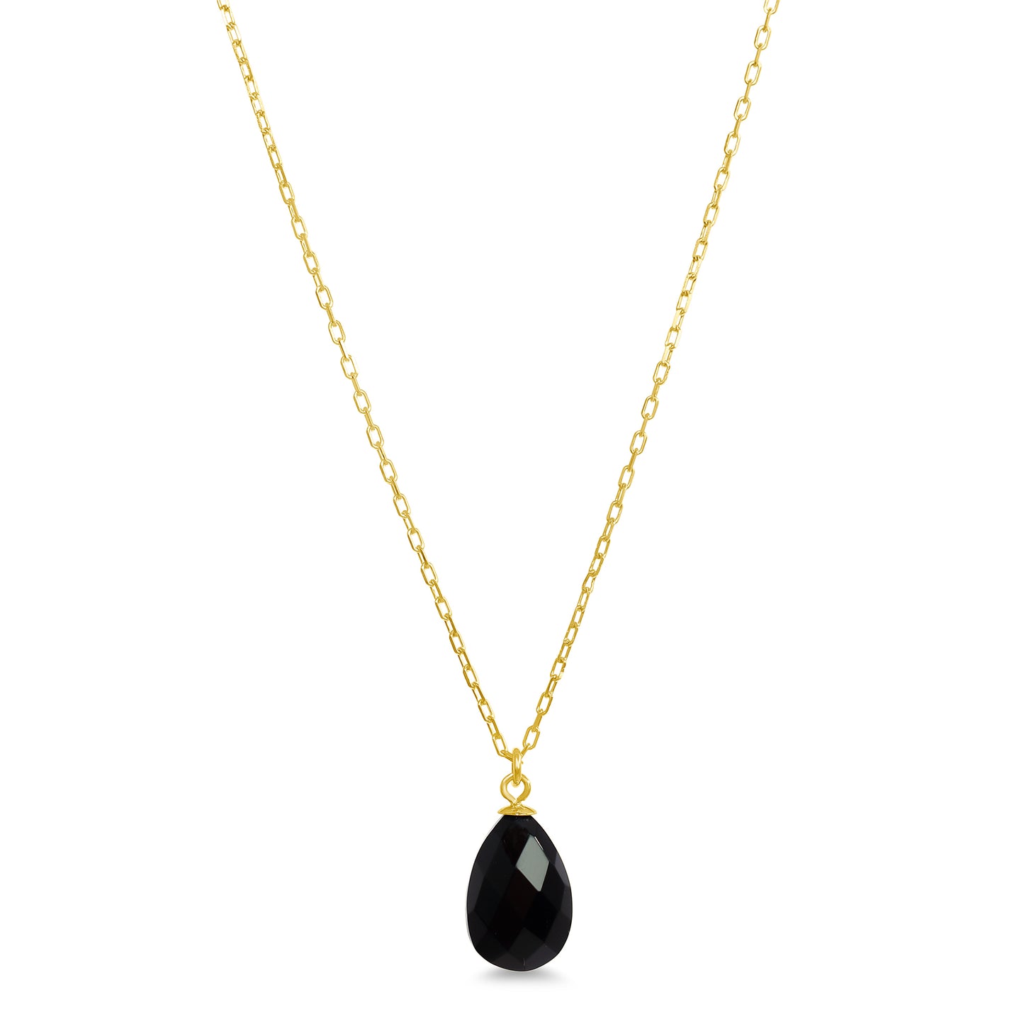 14k Black Onyx Pear Shape Pend Necklace 17"