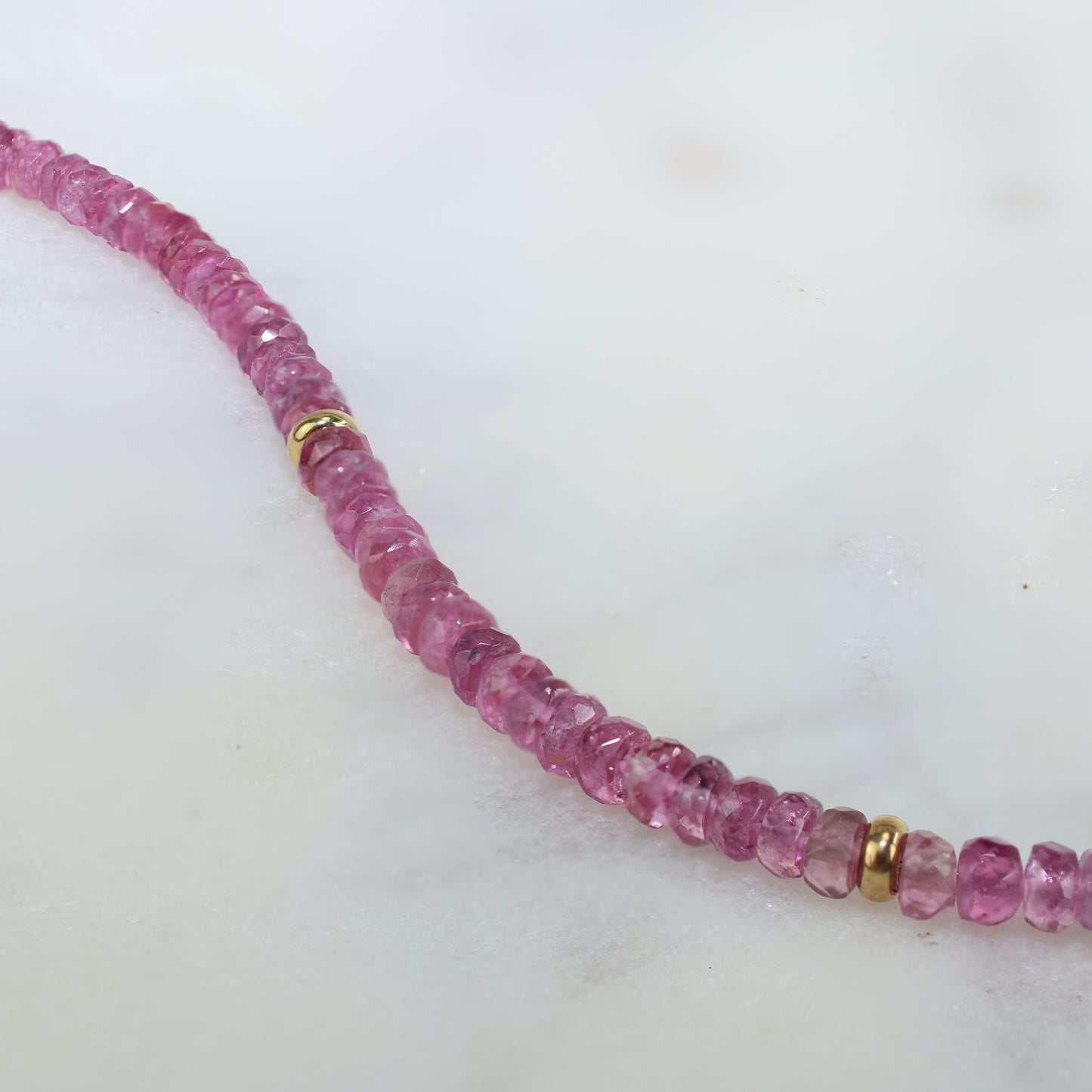 14k Gemstone Gold Roundel Necklace 17"/18" -- BROKEN UP TO INDIVIDUAL PRODUCTS Pink Tourmaline