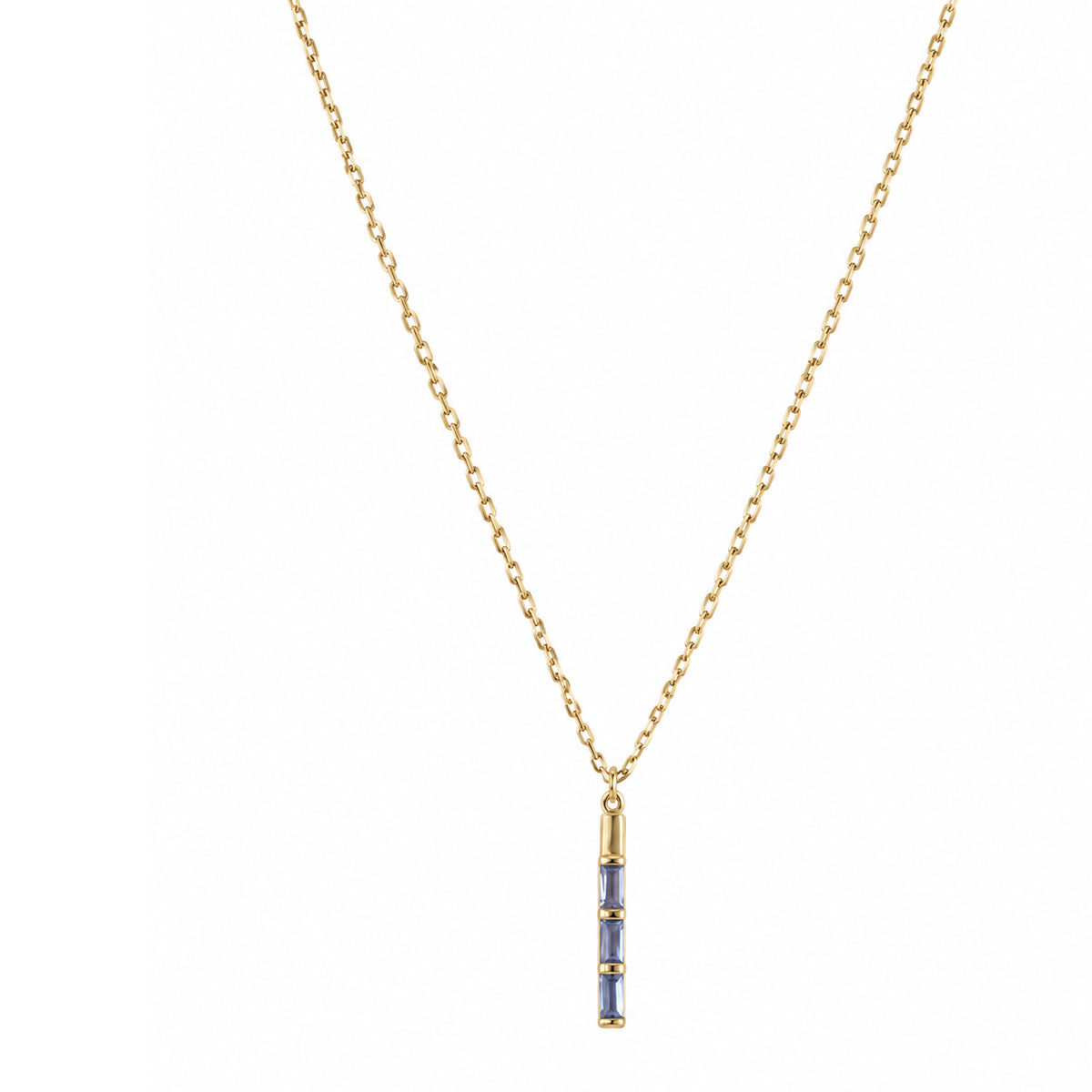 14k Tanzanite Baguette Pendant Necklace