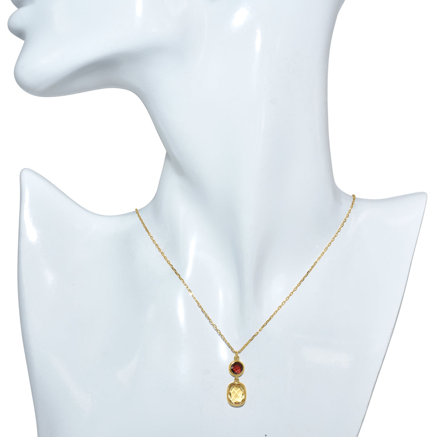 14k Garnet Citrine Pendant Necklace