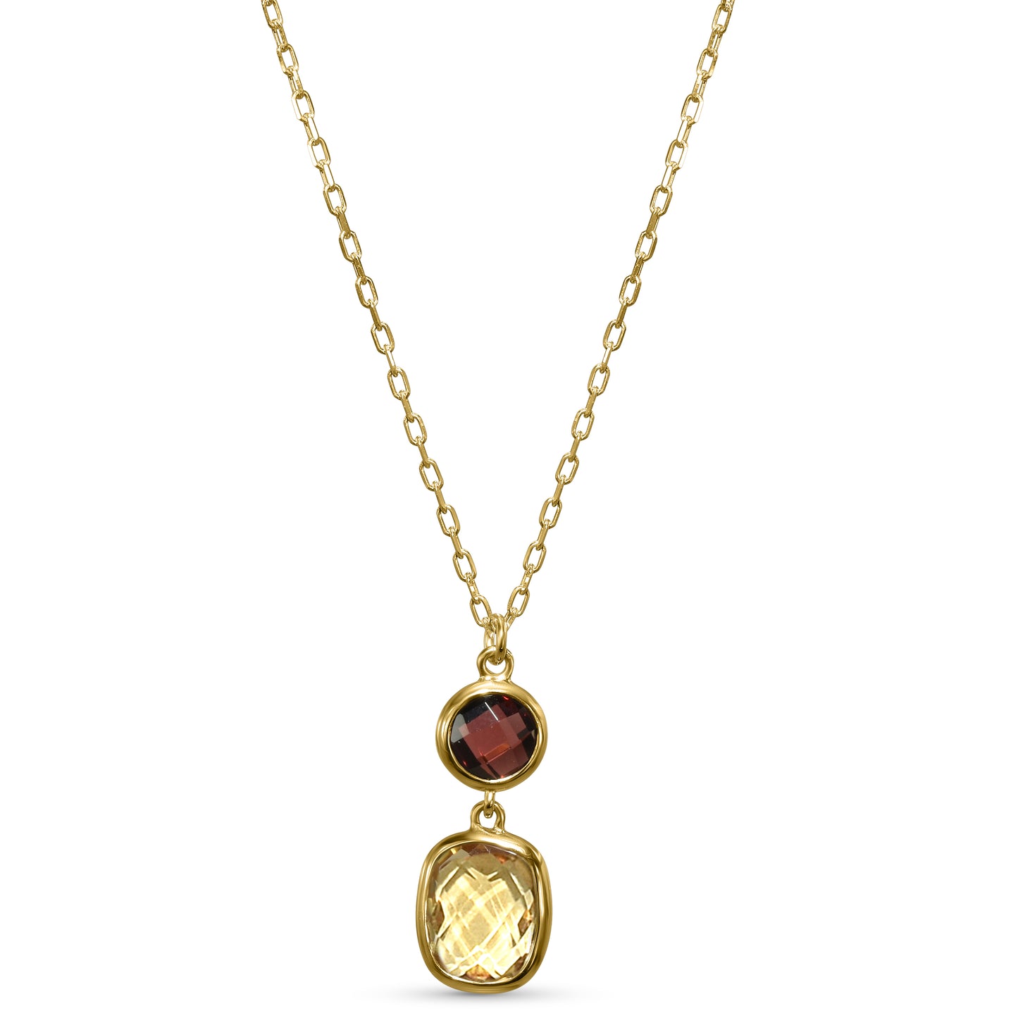 14k Garnet Citrine Pendant Necklace