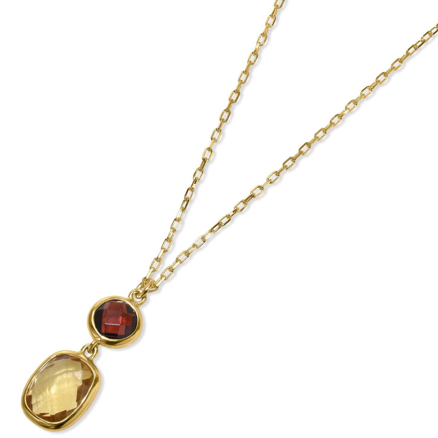 14k Garnet Citrine Pendant Necklace