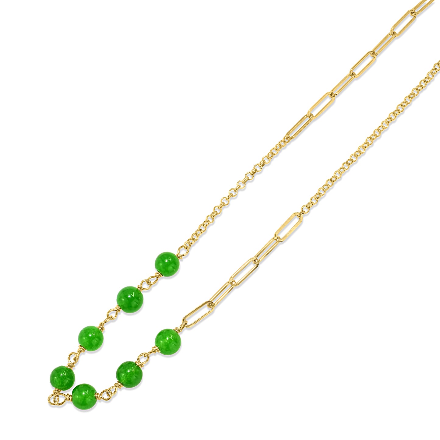 14k Jade Link Gold Chain Anklet 9"