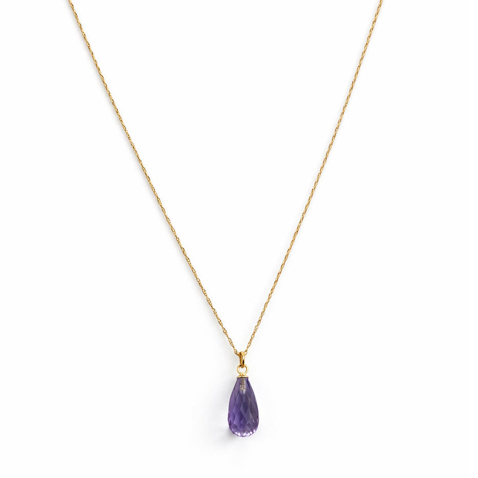 14k Amethyst Drop Necklace