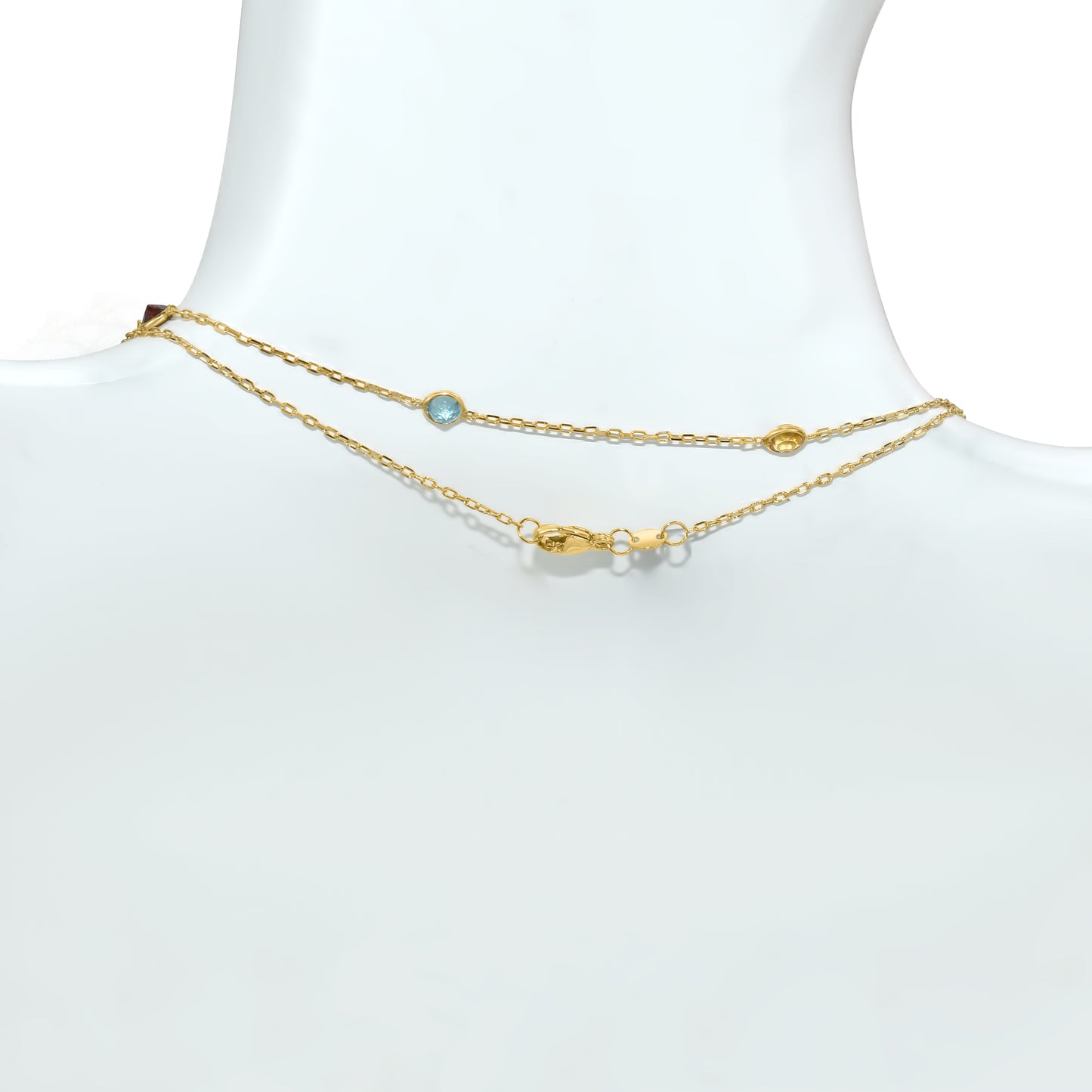 14k Multi Gemstone Bezel Station Necklace