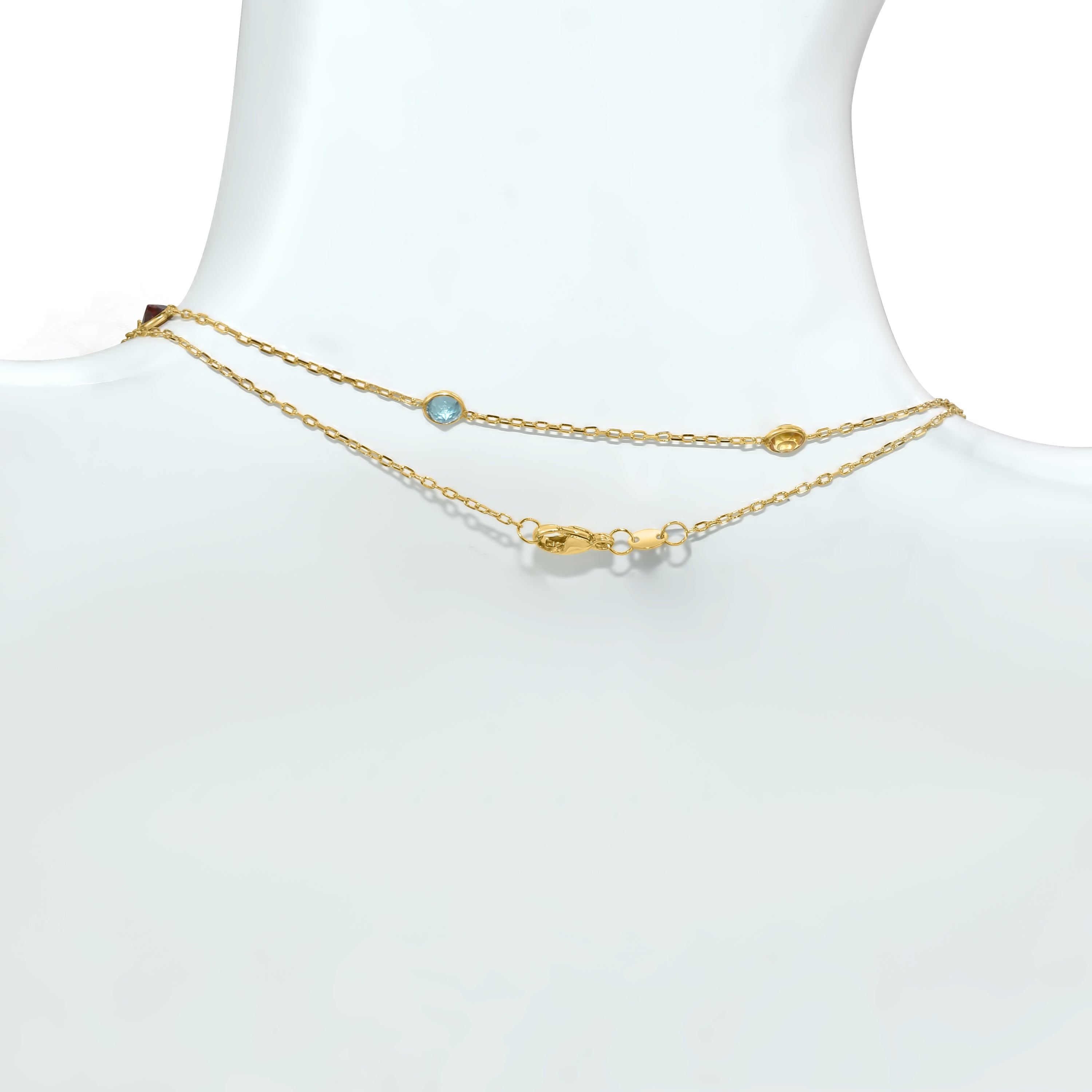 14k Multi Gemstone Bezel Station Necklace