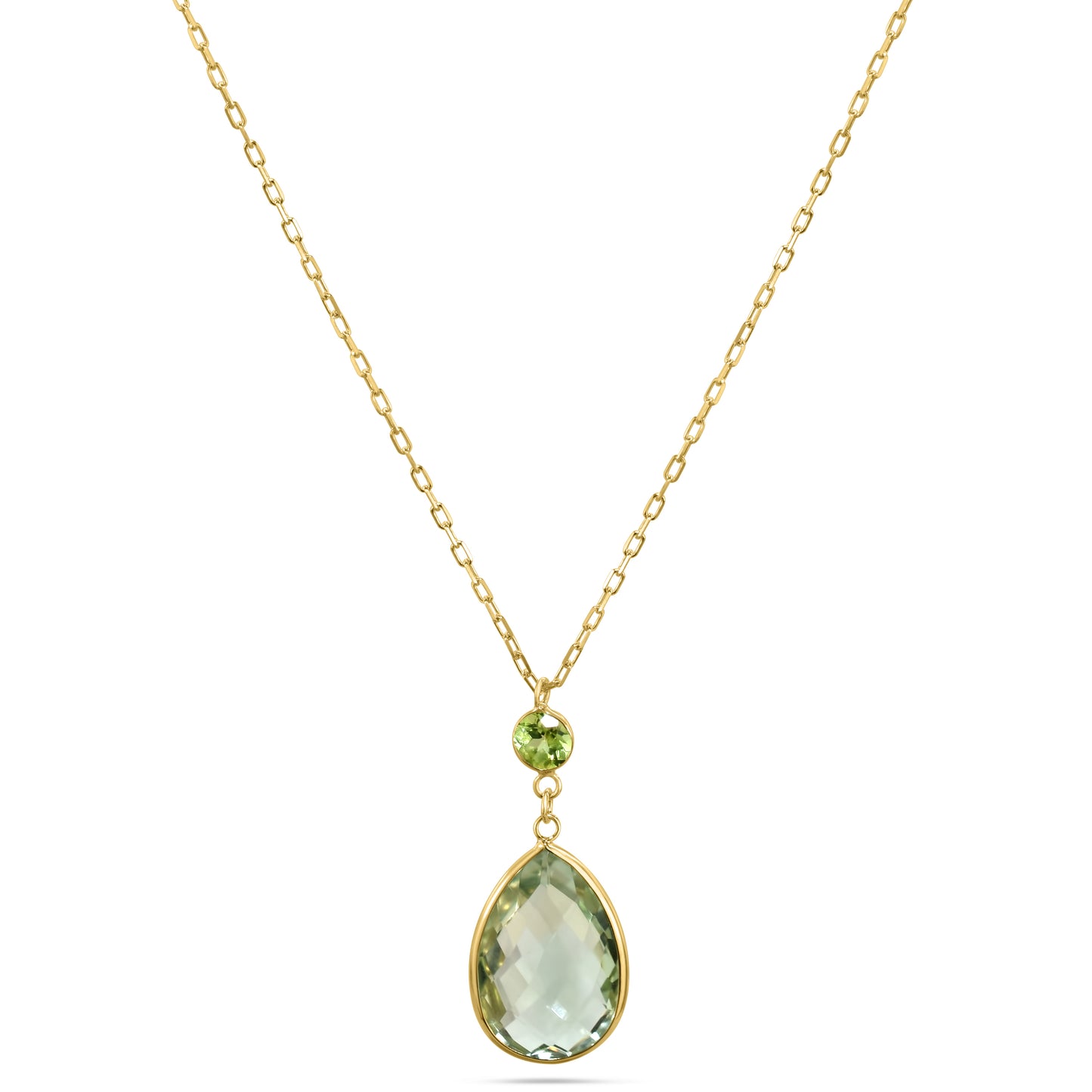 14k Green Amethyst Pendant Necklace