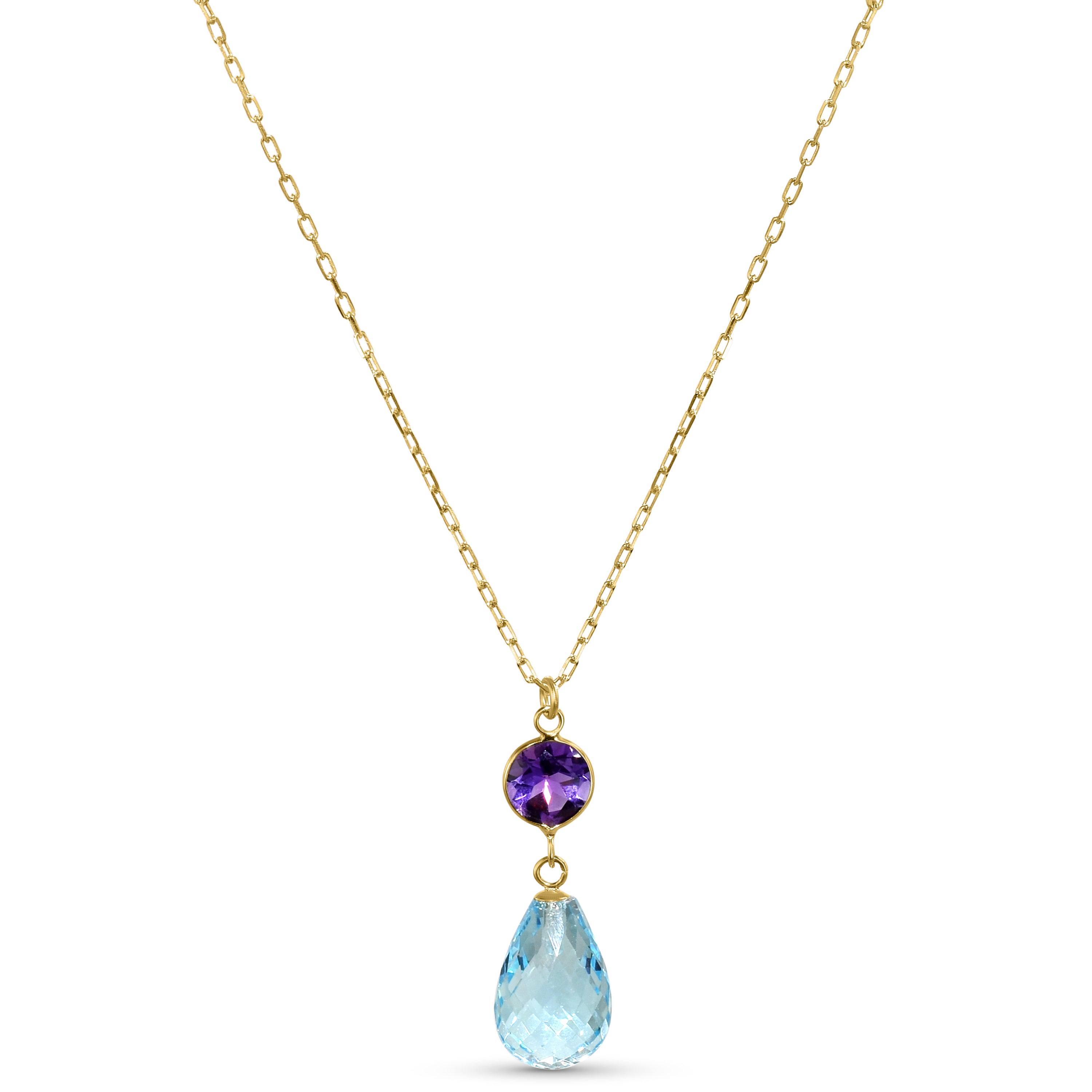 14k Amethyst Blue Topaz Pendant Necklace