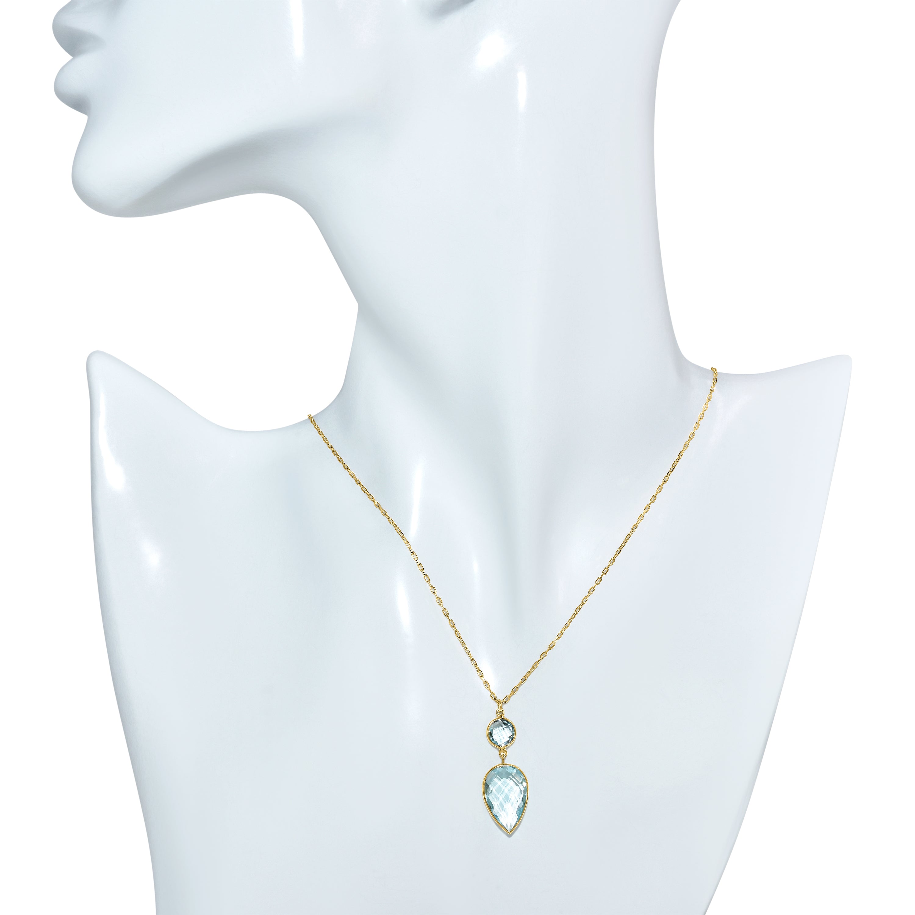 14k Blue Topaz Pendant Necklace
