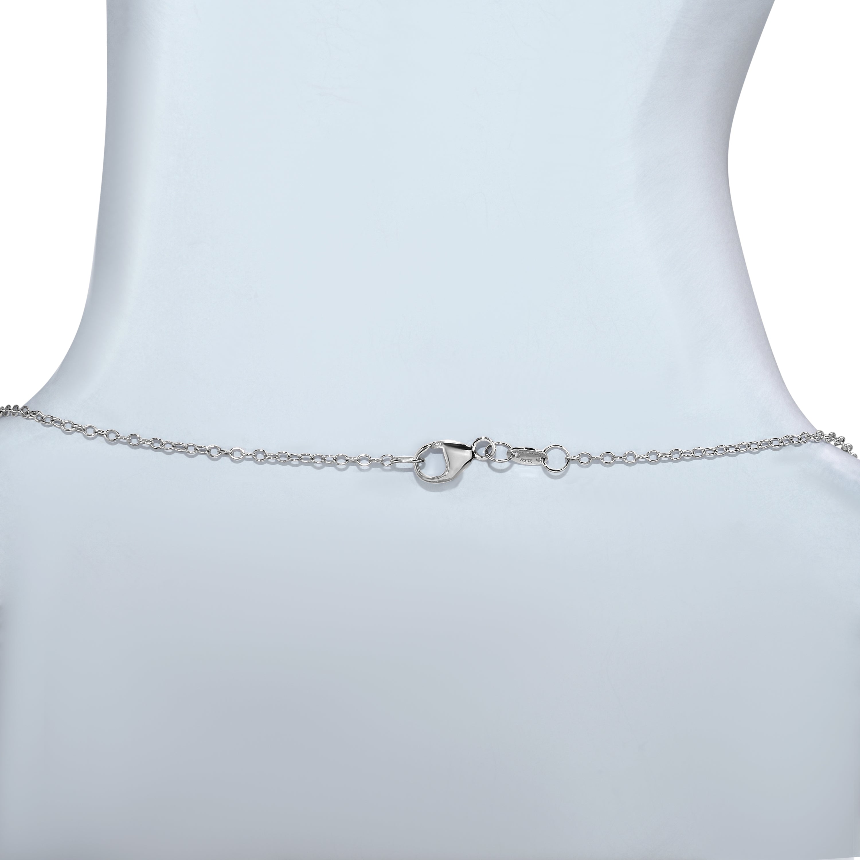 14k White Gold Round Drop Shape Necklace