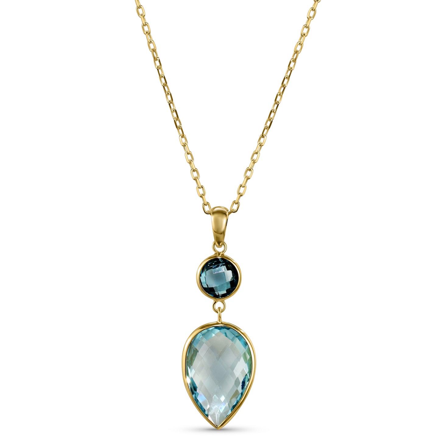 14k London & Sky Blue Topaz Pendant Necklace