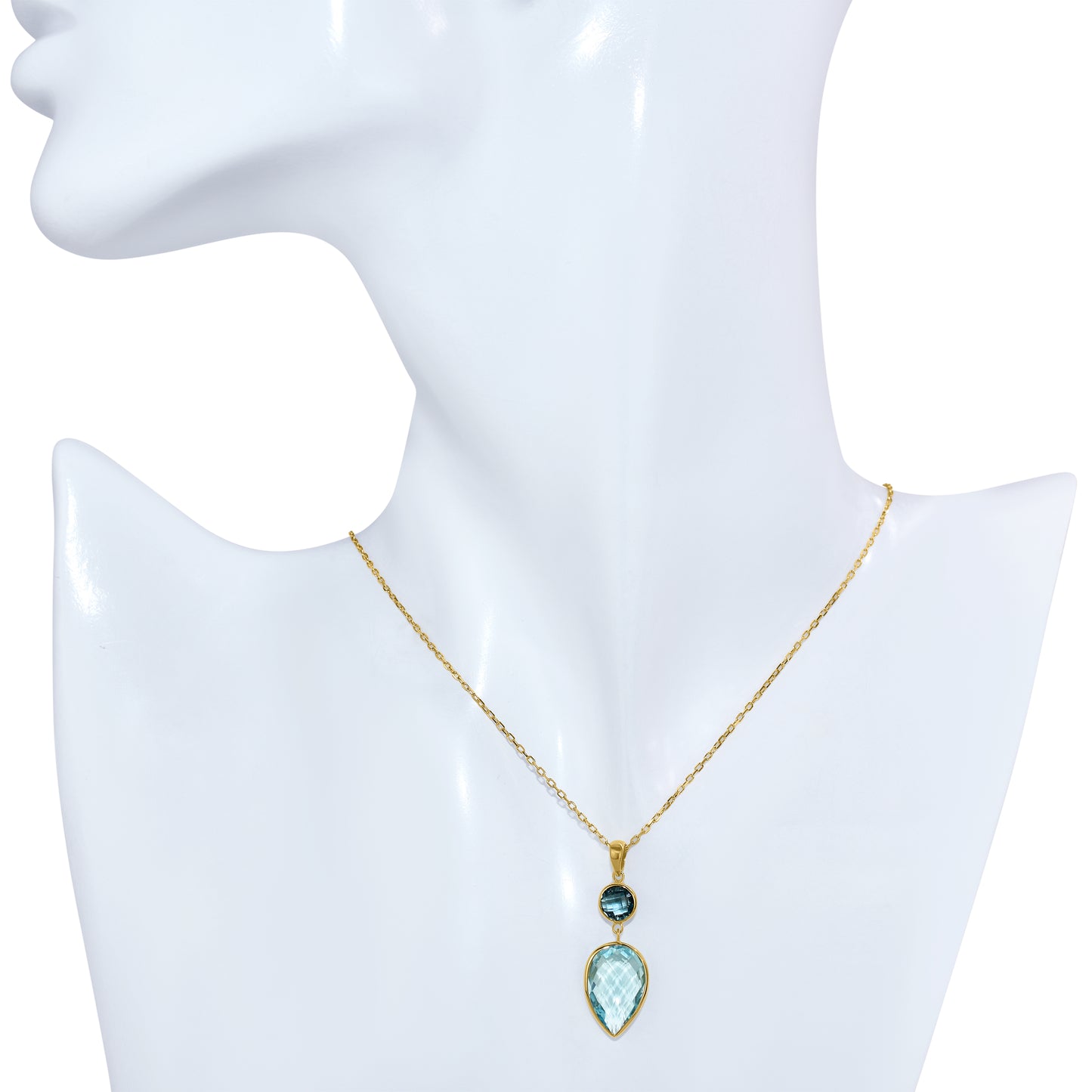 14k London & Sky Blue Topaz Pendant Necklace