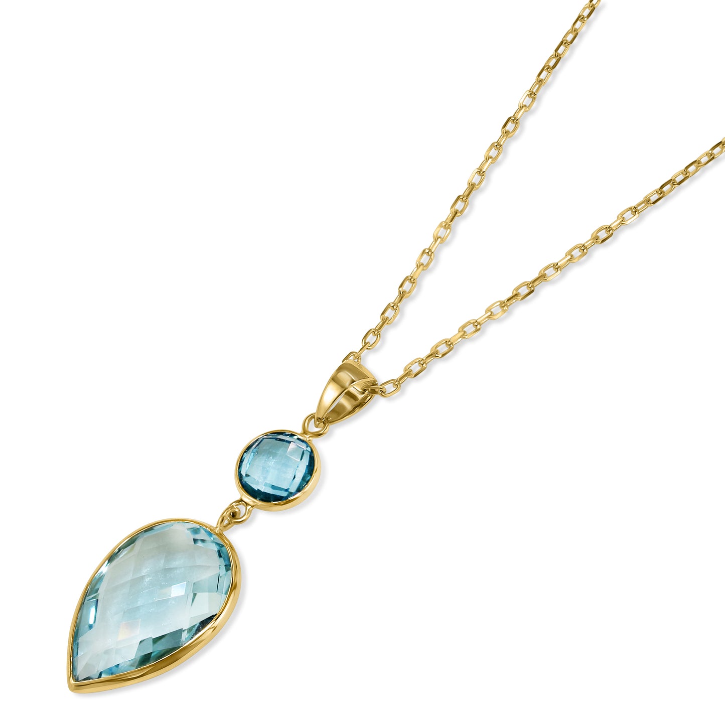 14k Swiss and Sky Blue Topaz Pendant Necklace