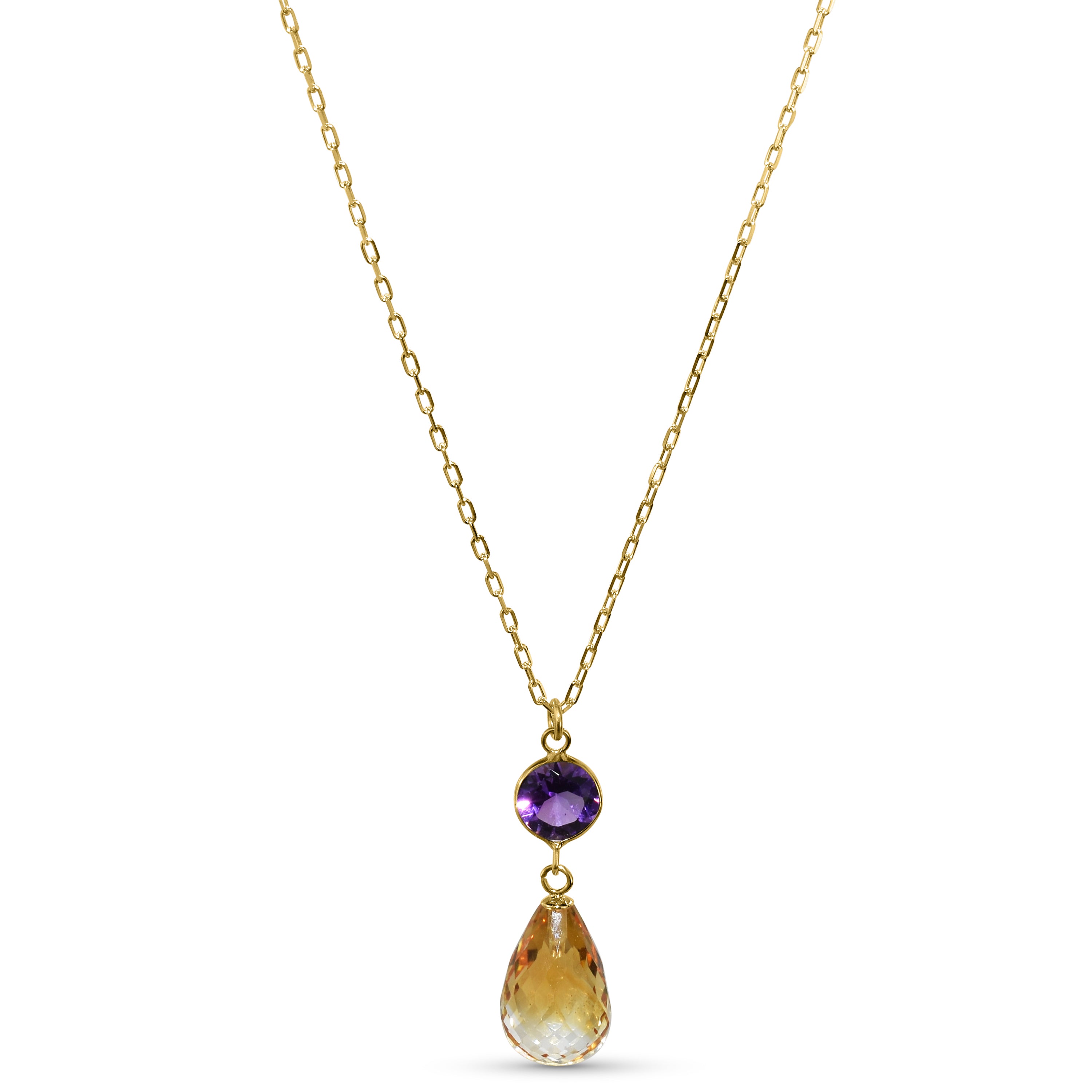 14k Amethyst Citrine Pendant Necklace
