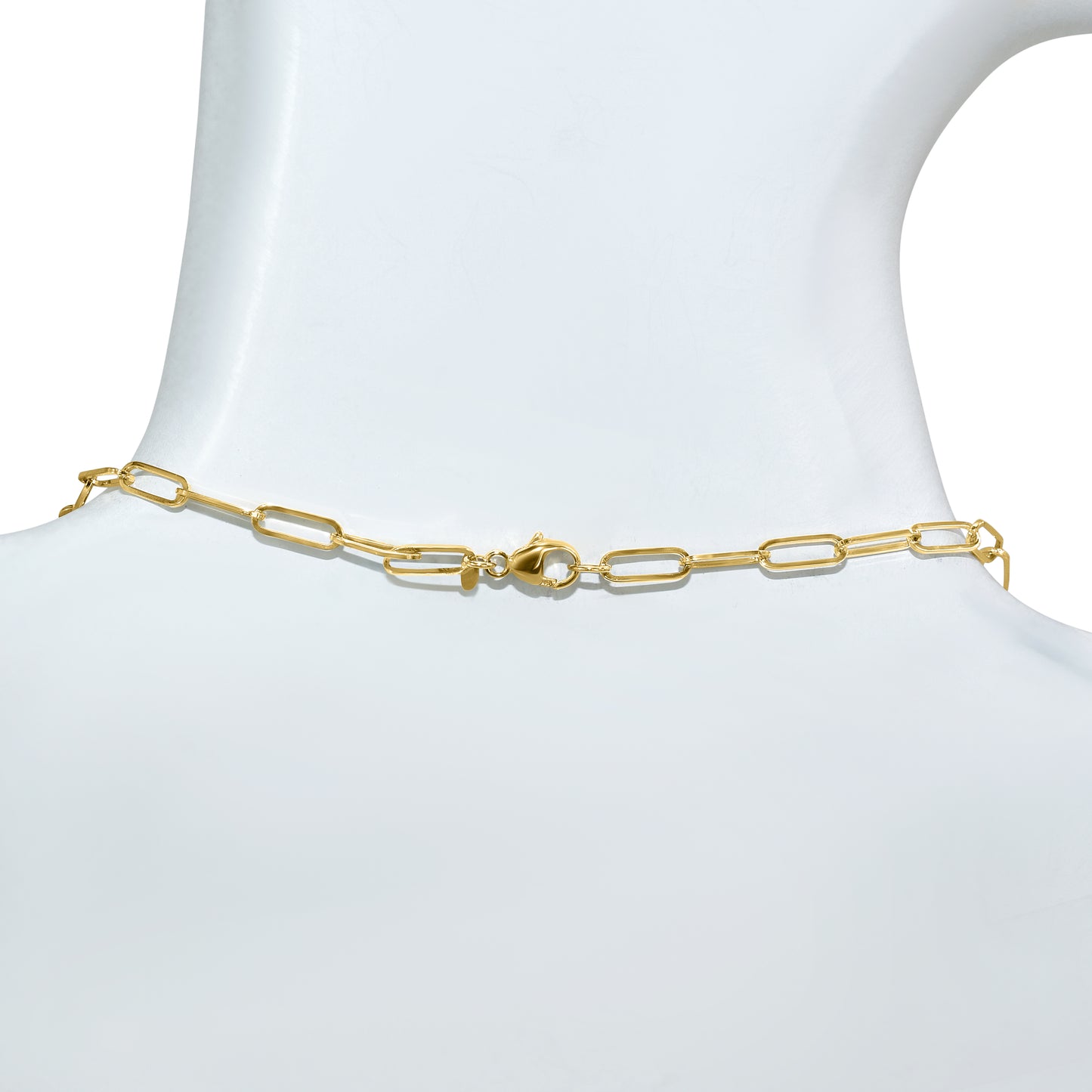 14k Multi Gem 9 Round Bezel Paperclip Necklace
