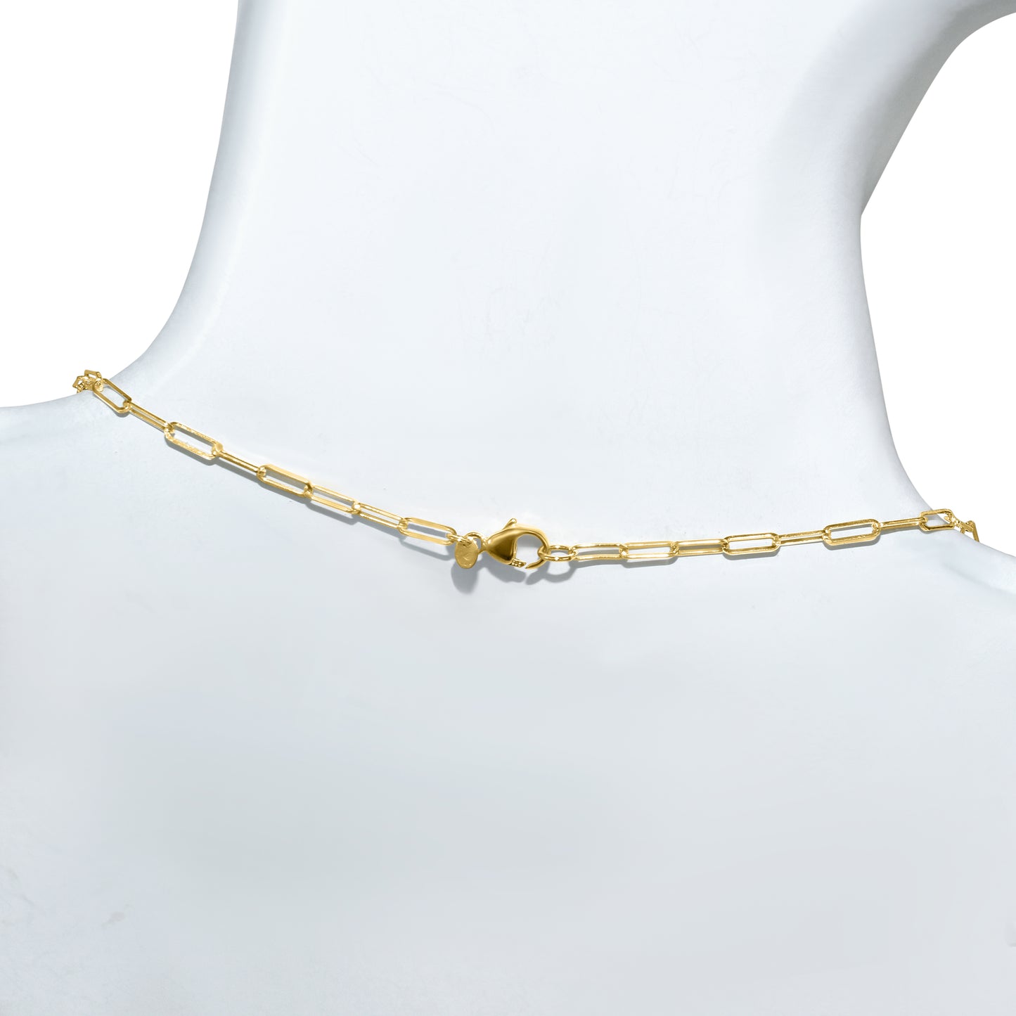 14k Swiss Blue Topaz 5 Round Bezel Paperclip Necklace