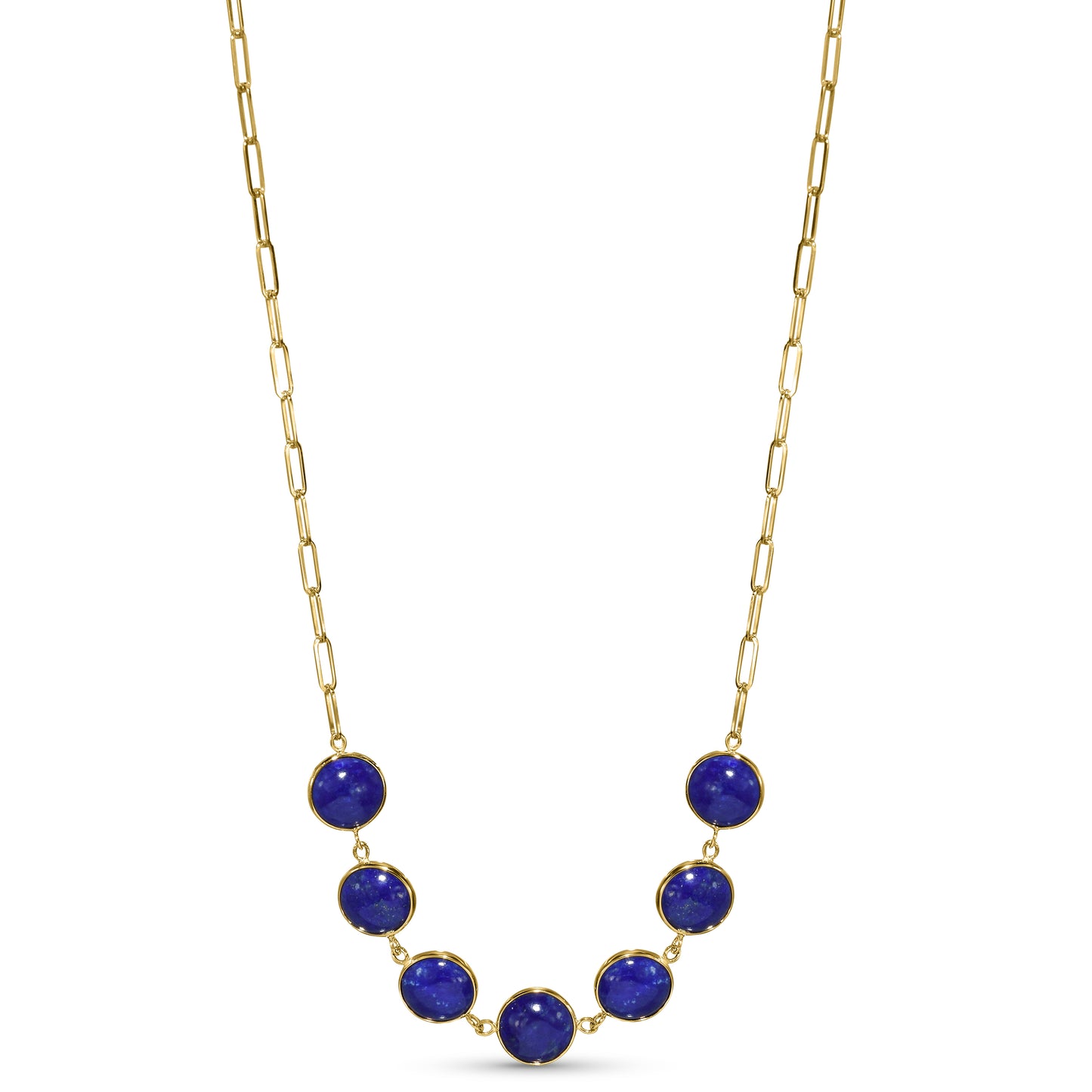 14k Lapis 7 Round Bezel Necklace
