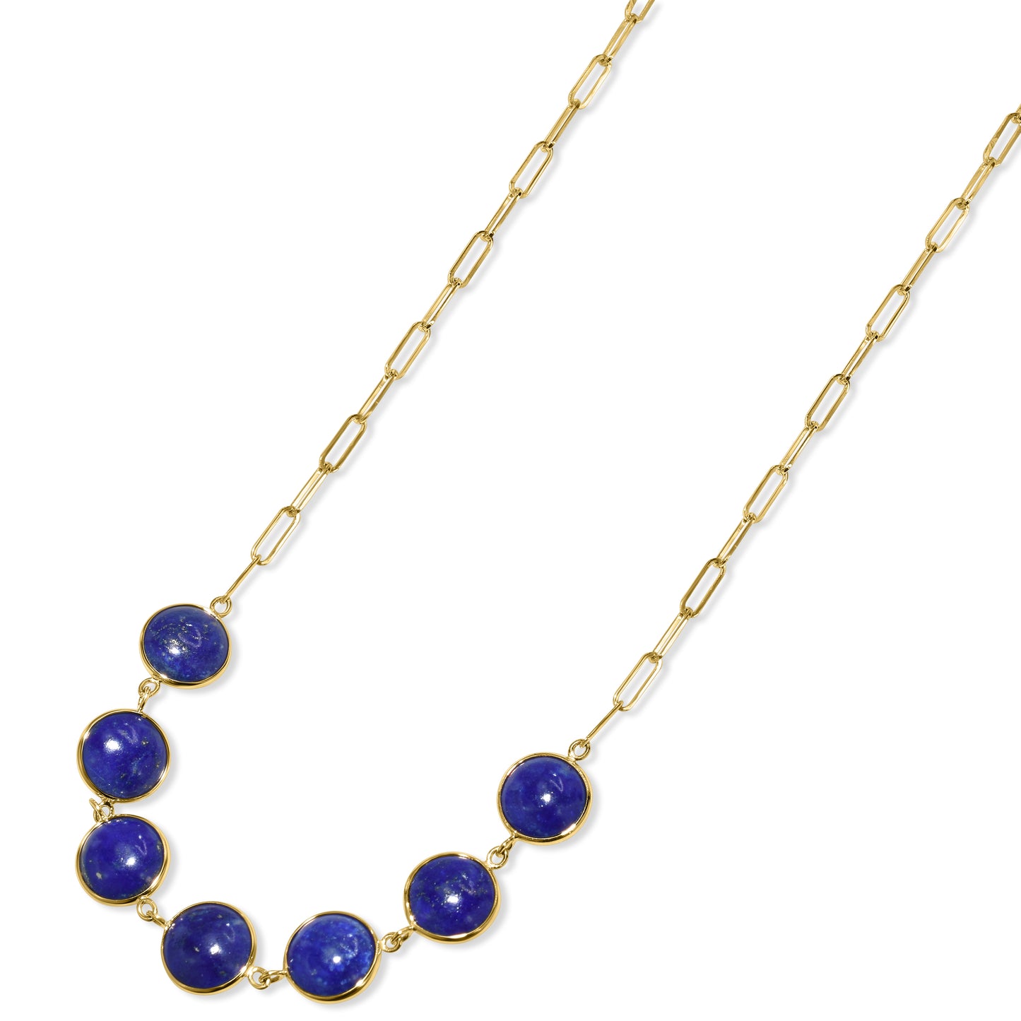 14k Lapis 7 Round Bezel Necklace
