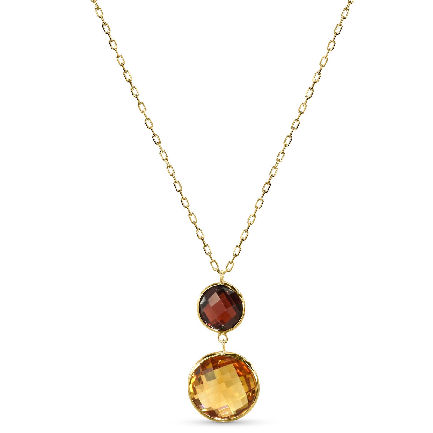 14k Garnet Citrine Pendant Necklace