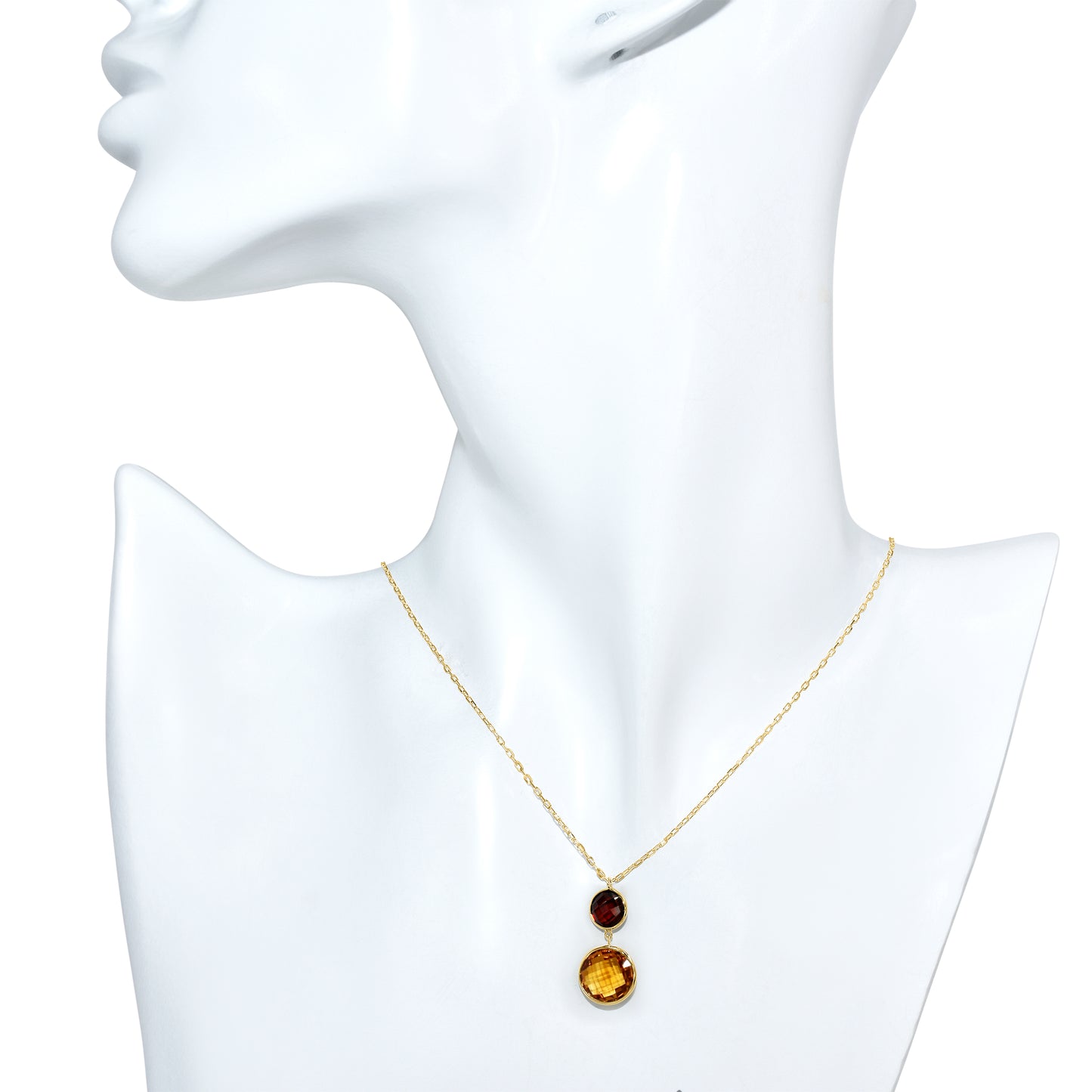 14k Garnet Citrine Pendant Necklace