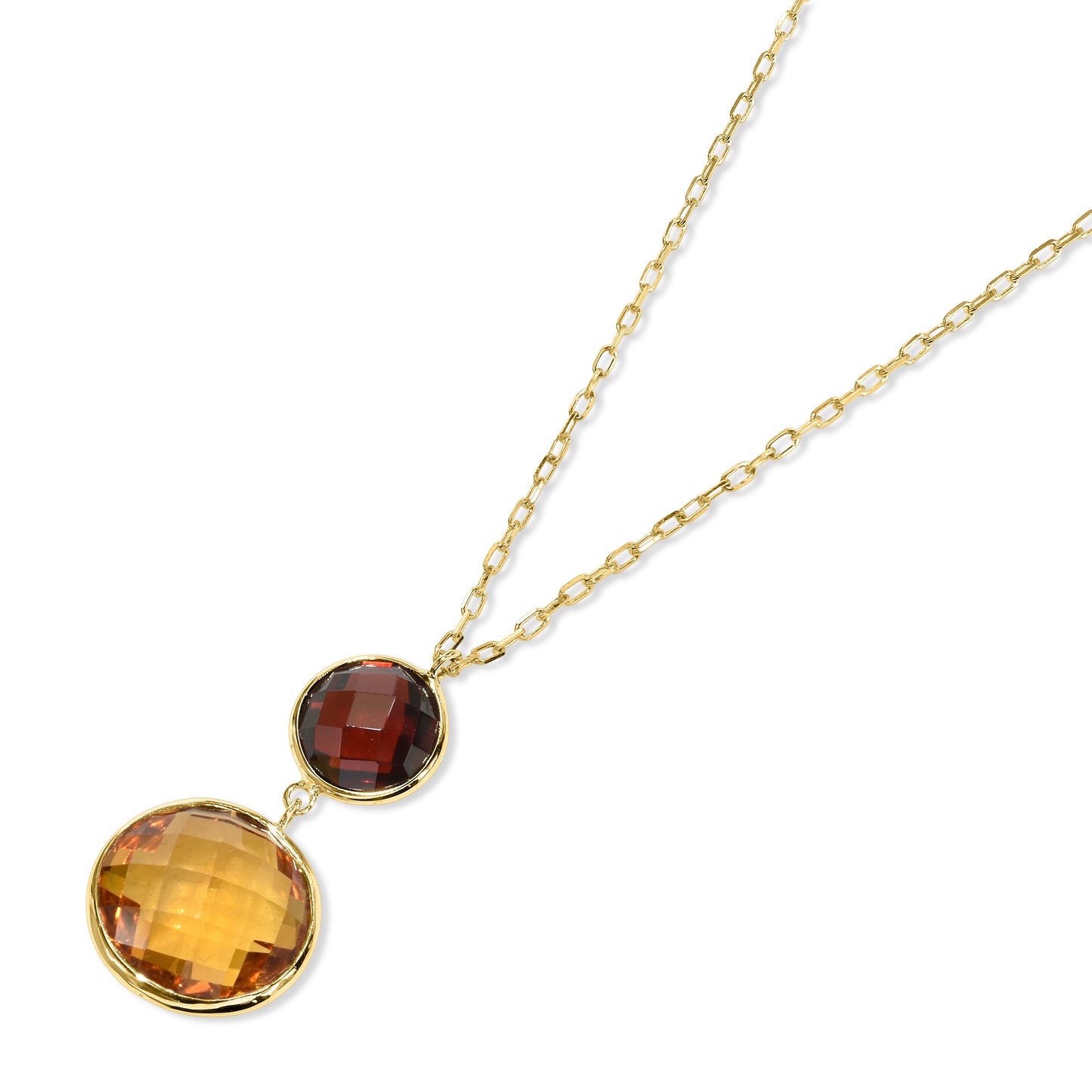 14k Garnet Citrine Pendant Necklace