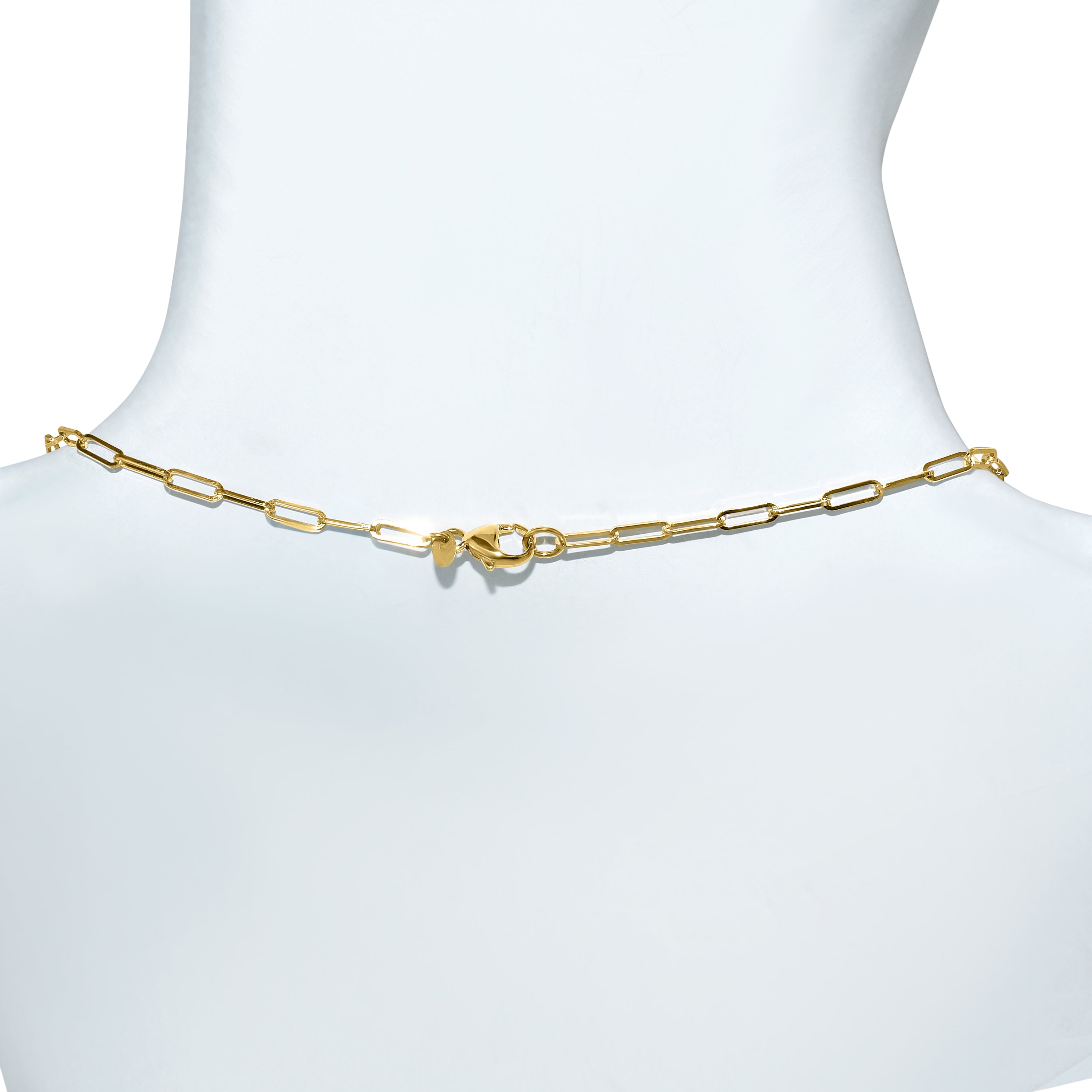 14k Moonstone 5 Bezel Paperclip Necklace