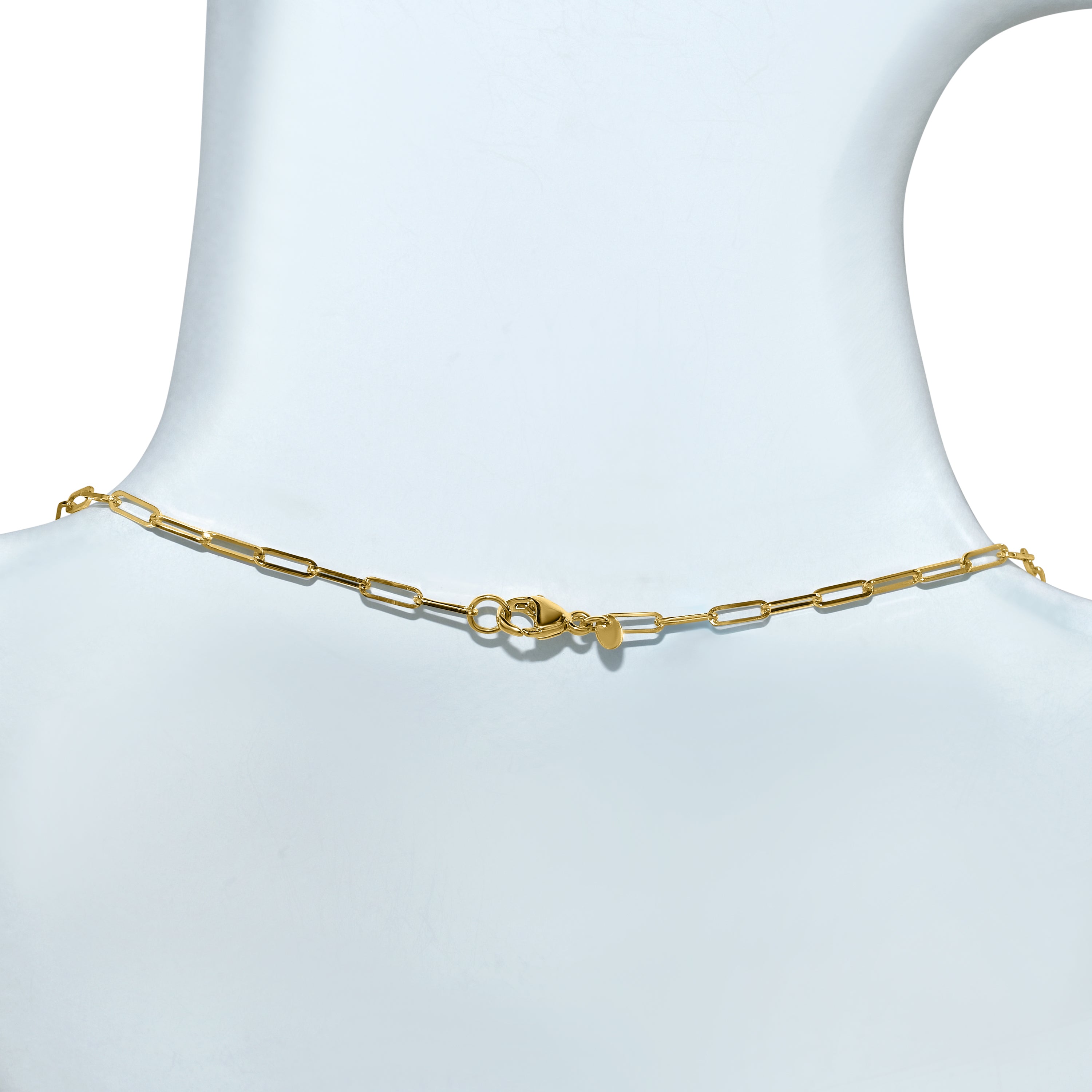 14k Multi Gemstone 13 Station Paperclip Necklace