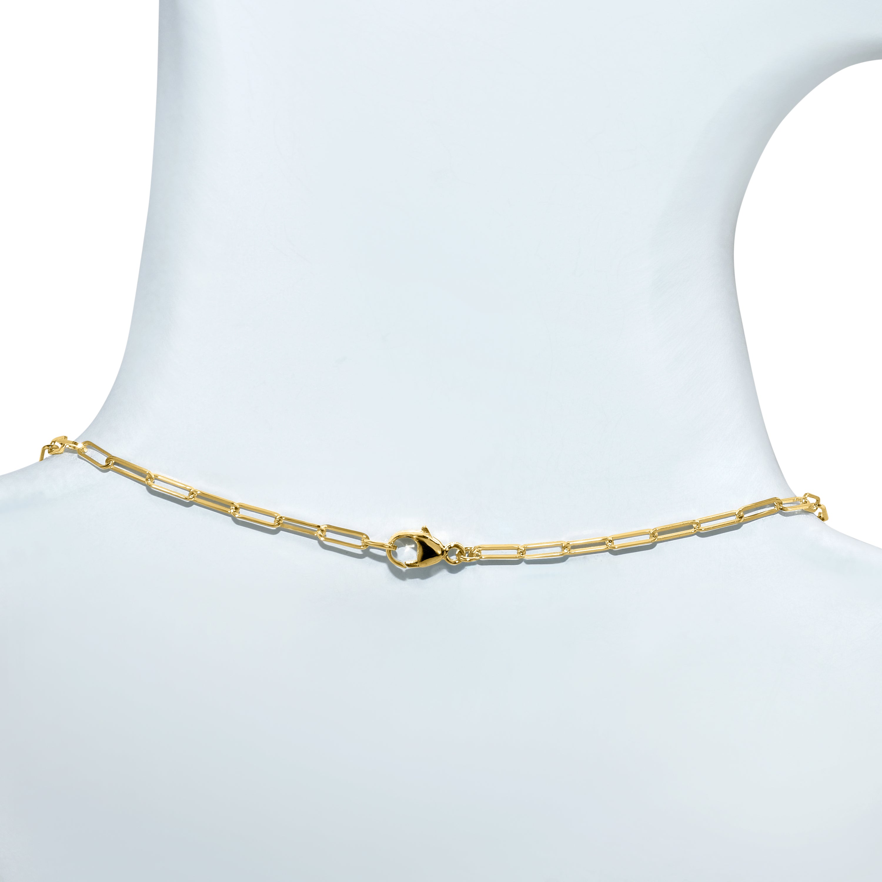 14k Garnet 13 Pear Drop Paperclip Necklace