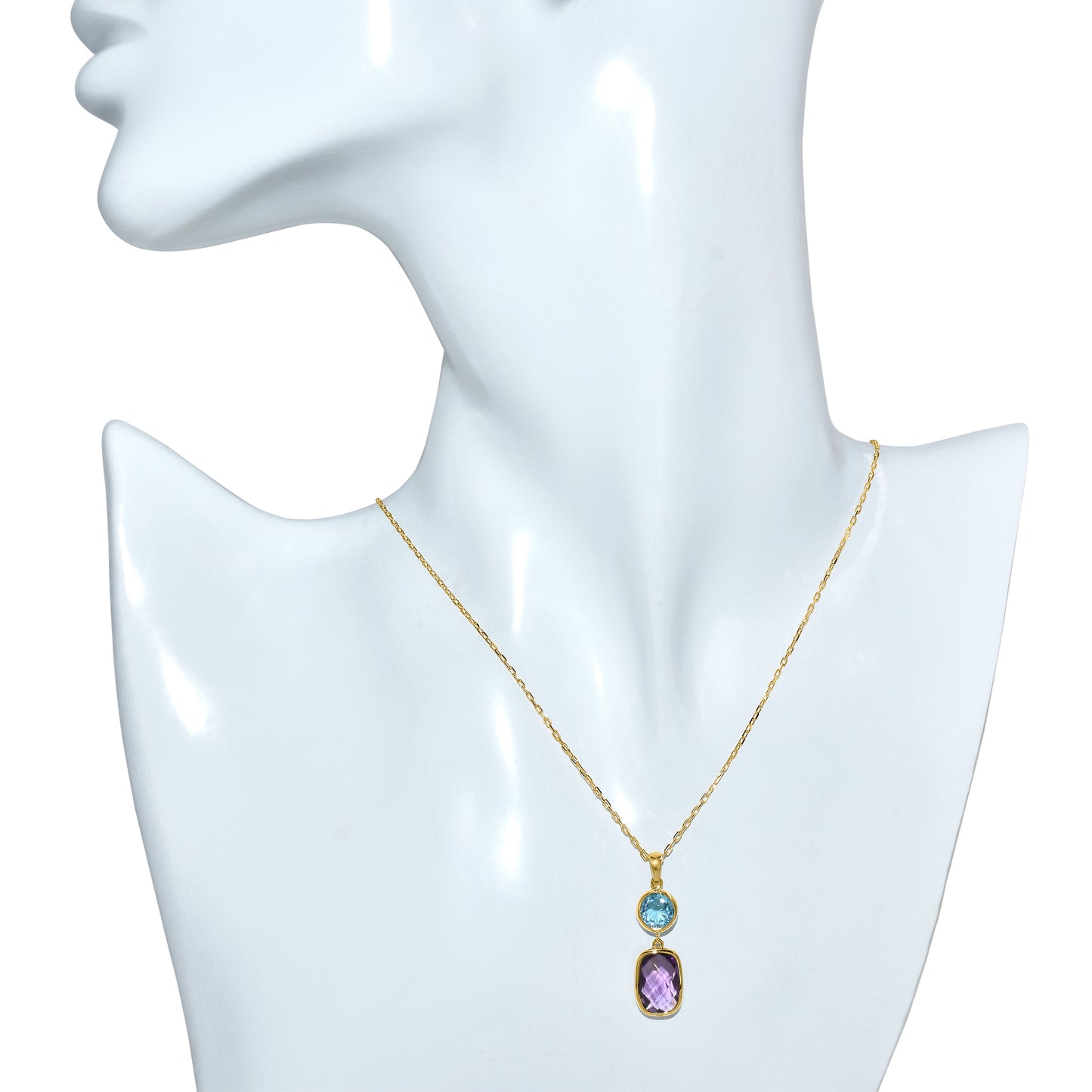 14k Swiss Blue Topaz Amethyst Necklace