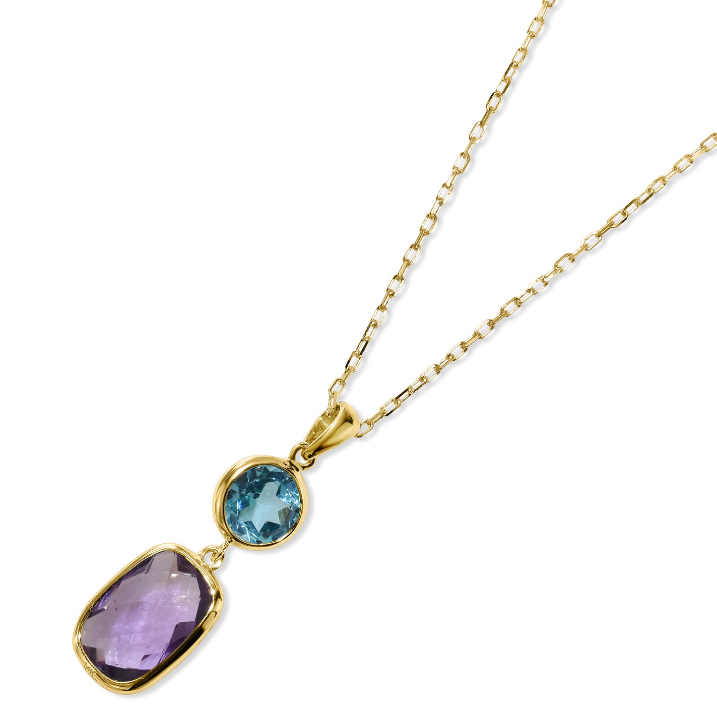 14k Swiss Blue Topaz Amethyst Necklace