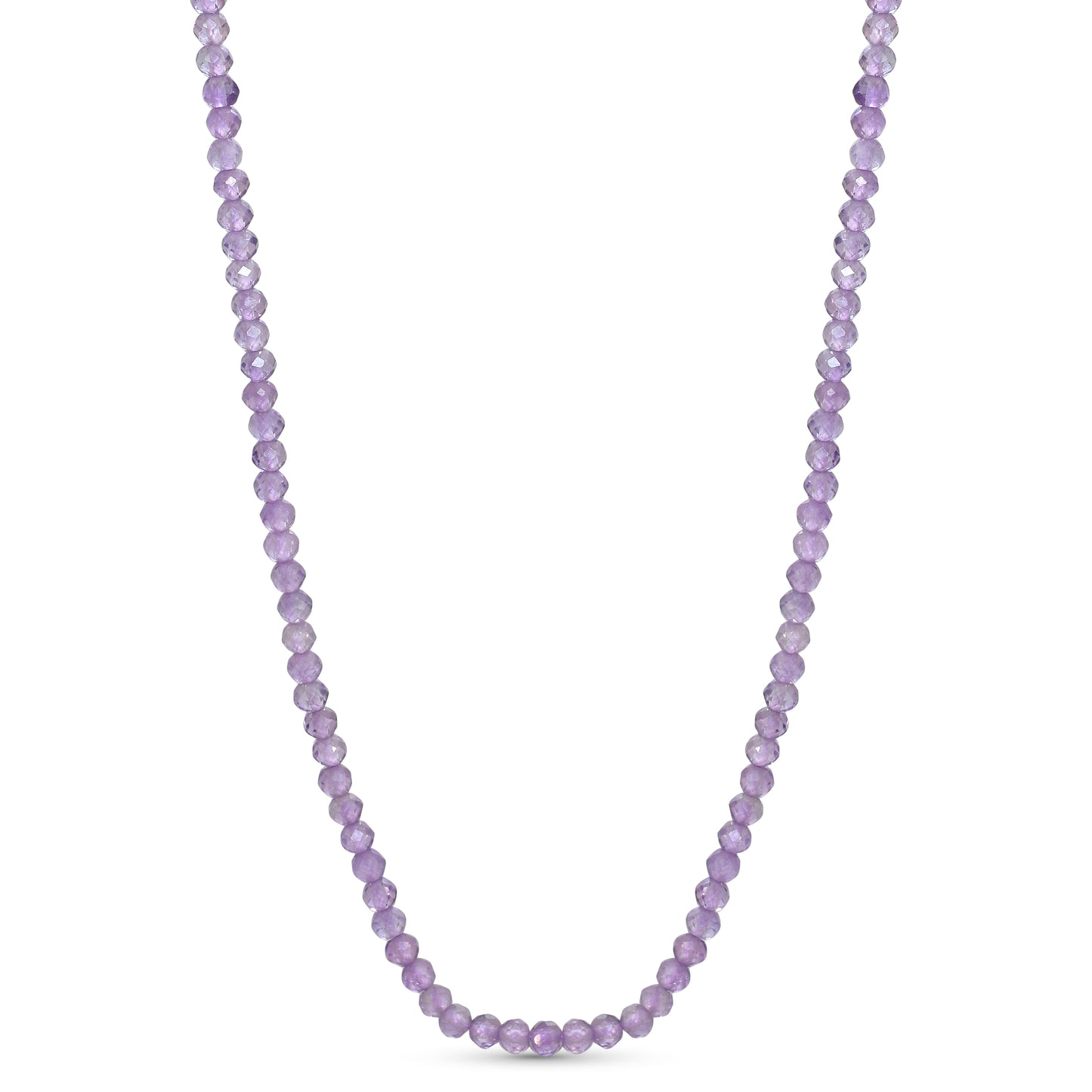 14k Pink Amethyst Faceted Round Bead Necklace
