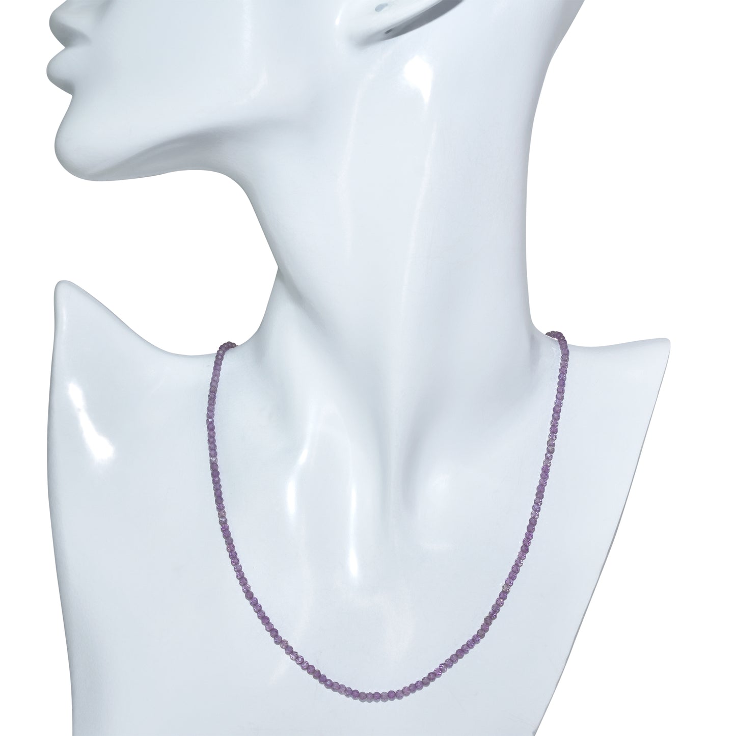 14k Pink Amethyst Faceted Round Bead Necklace