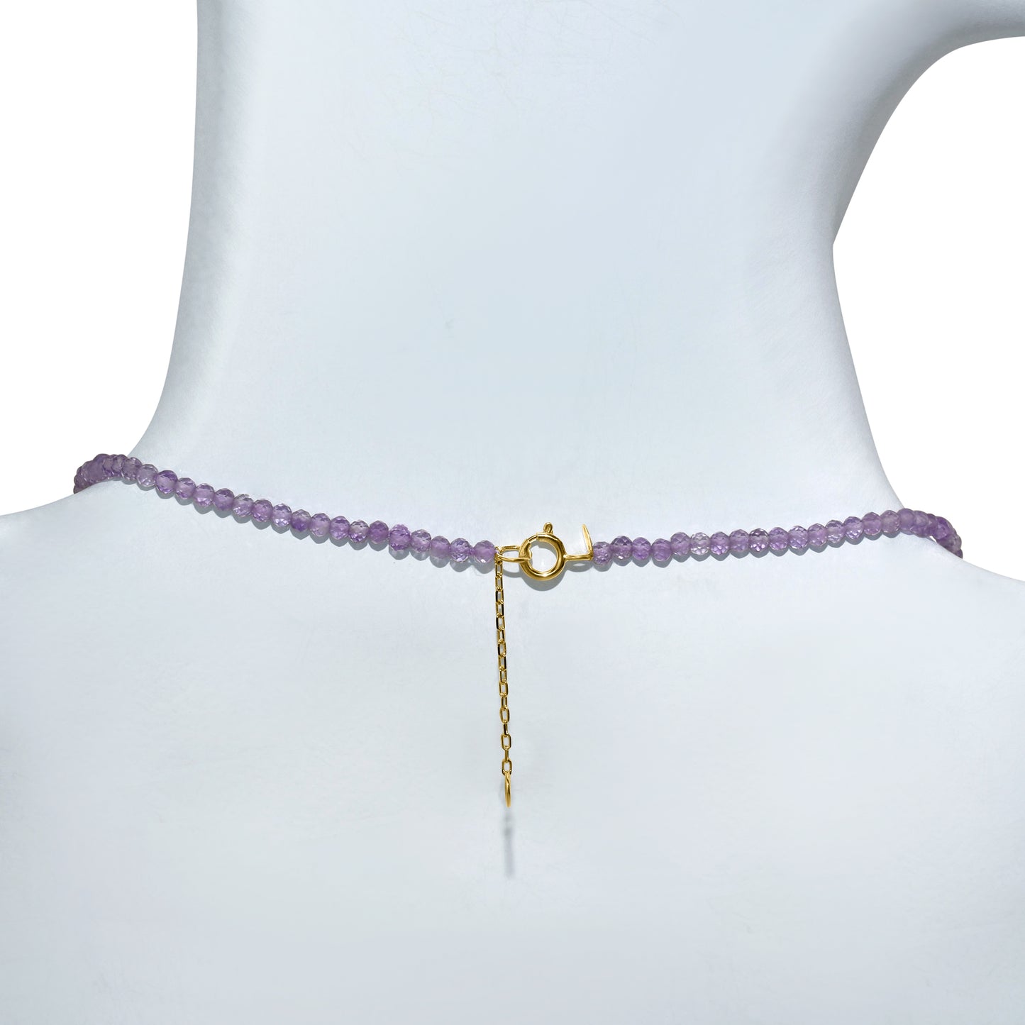14k Pink Amethyst Faceted Round Bead Necklace