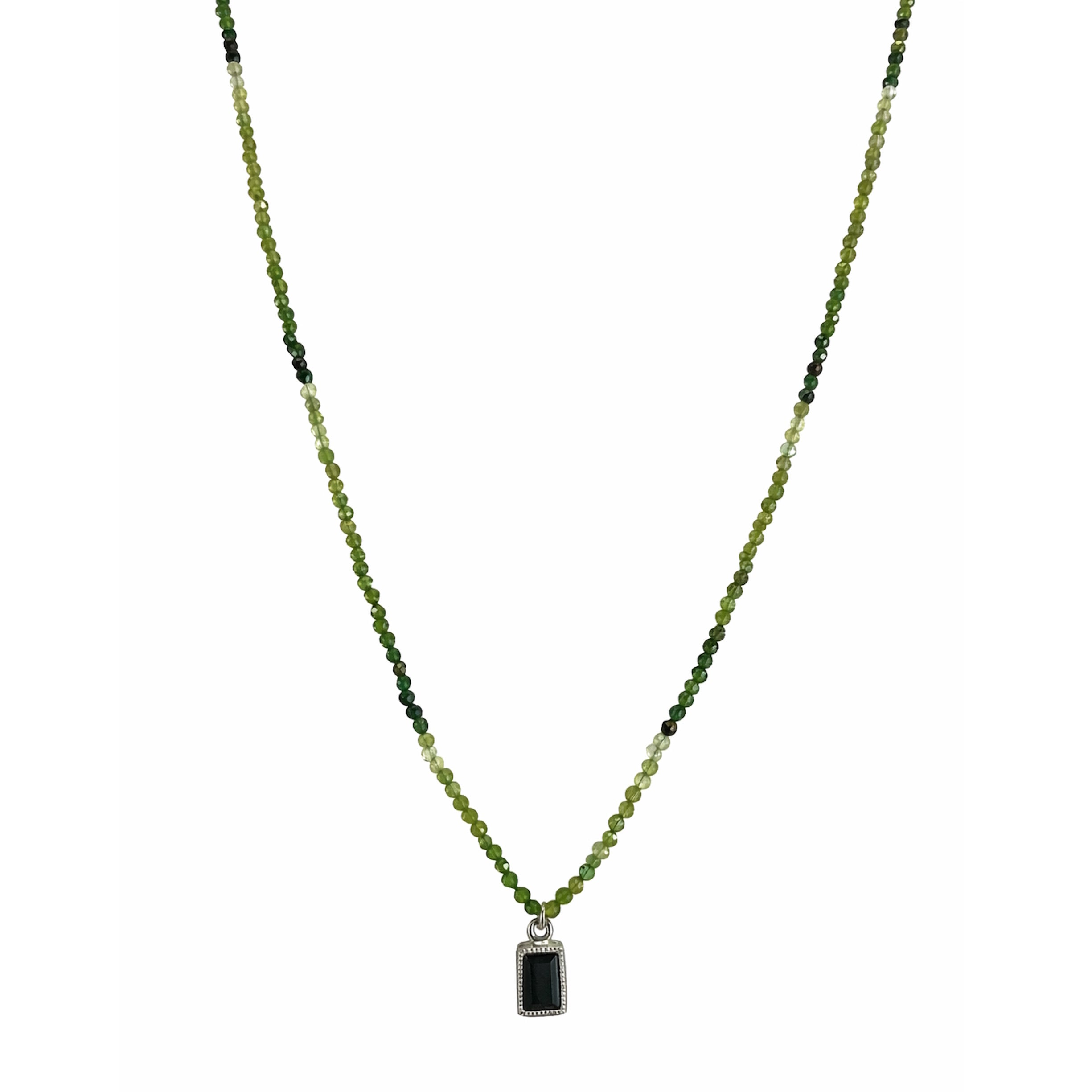 14k Gemstones Small Beads with Mix Pendant Necklace
