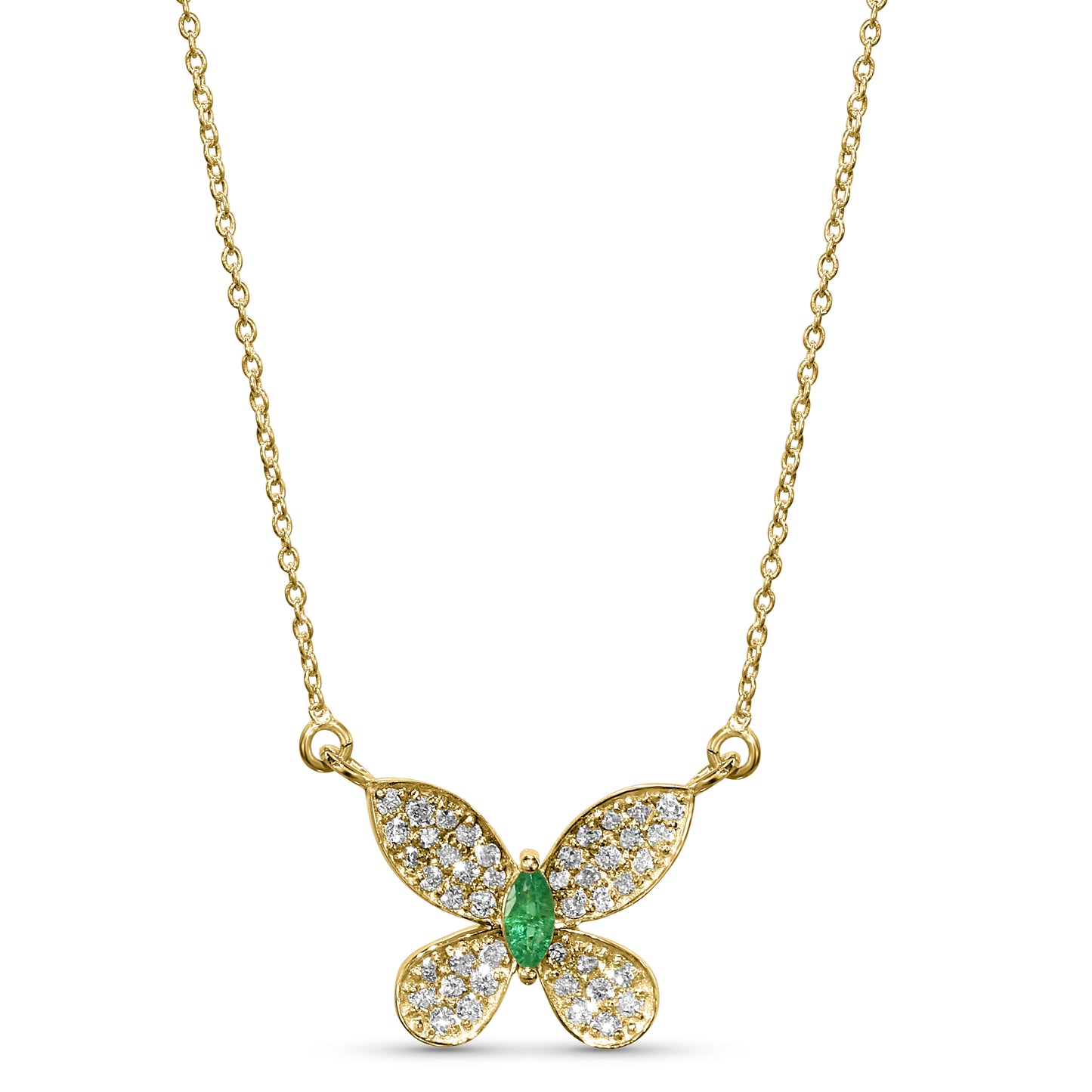 14k Butterfly Diamond Gemstone Necklace 16"