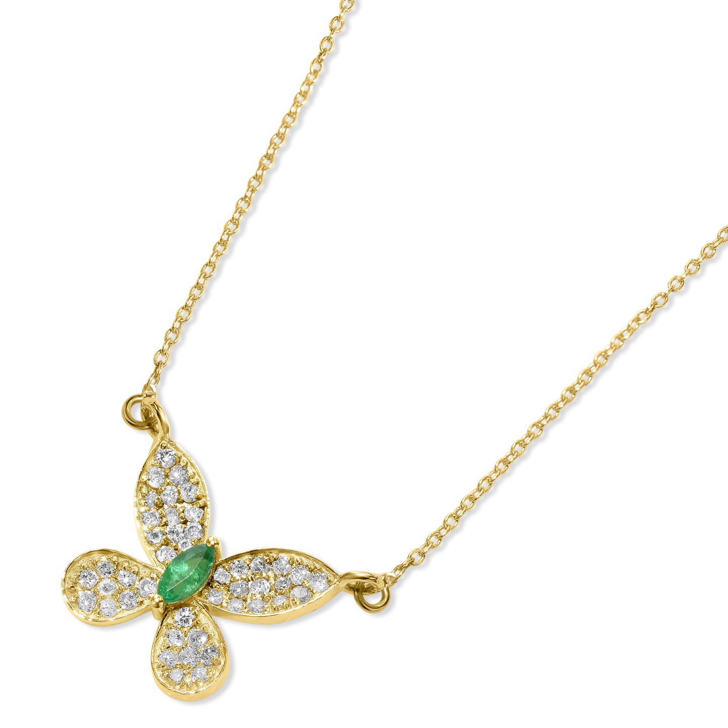 14k Butterfly Diamond Gemstone Necklace 16"