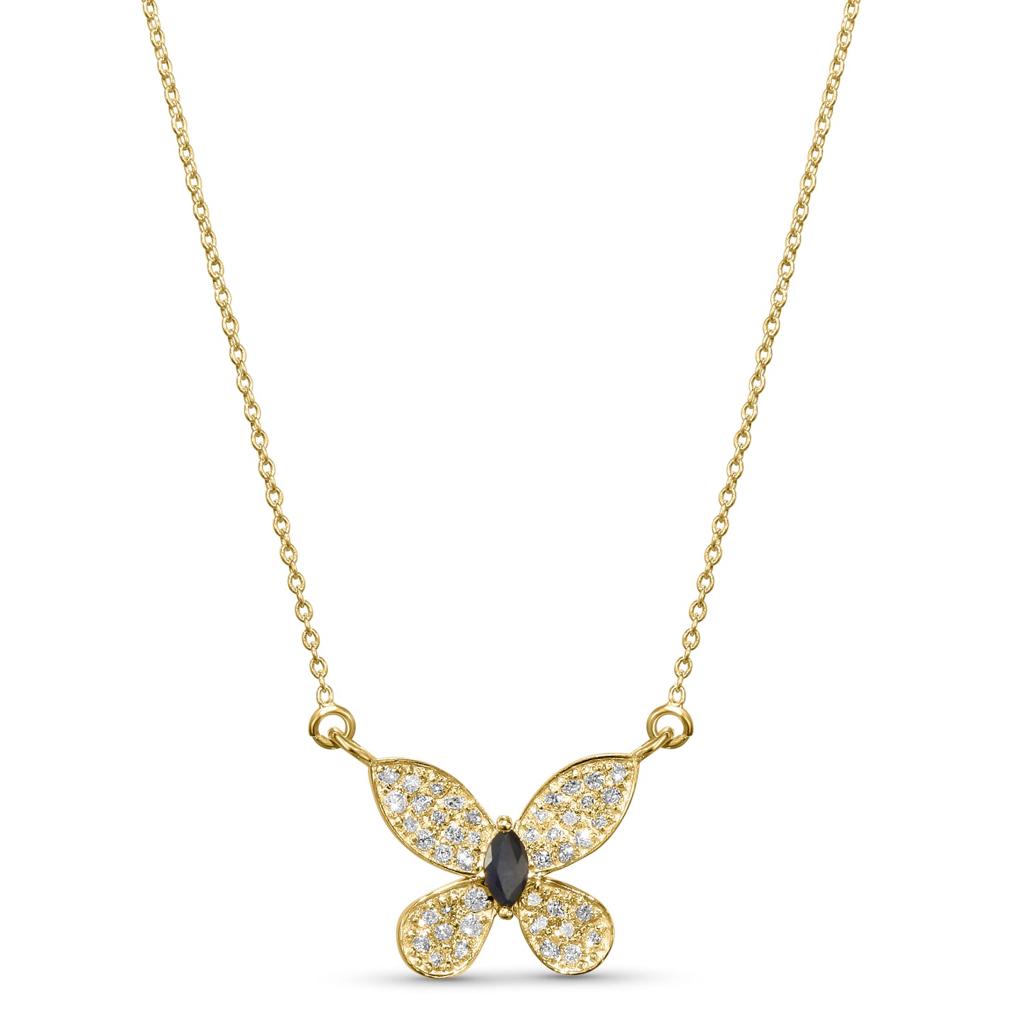 14k Butterfly Diamond Gemstone Necklace 16"