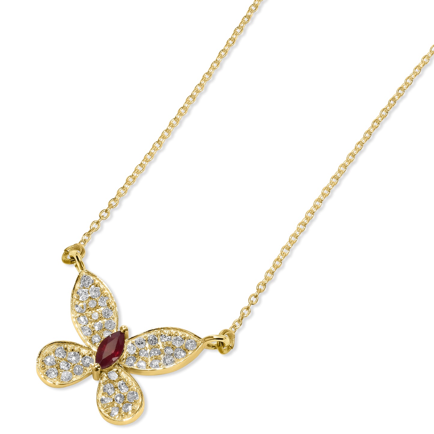 14k Butterfly Diamond Gemstone Necklace 16"