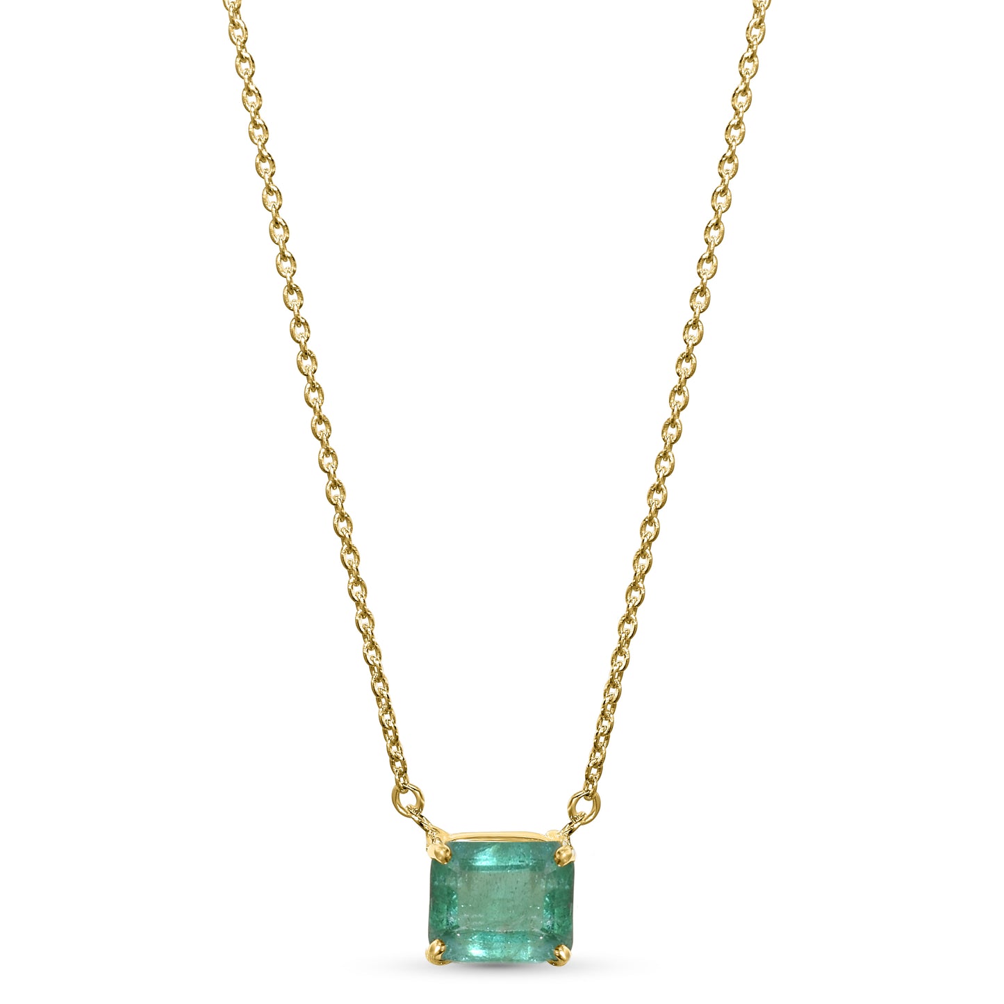 14k Rectangle Emerald Necklace