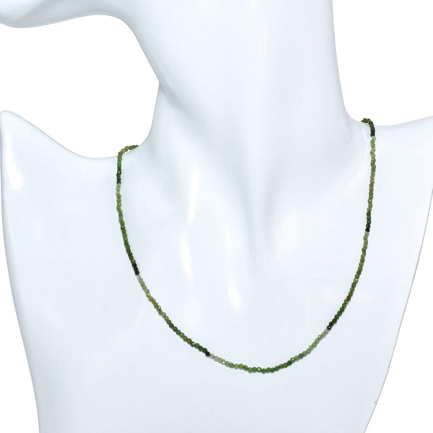 14k Green Tourmaline Faceted Round Beads Necklace